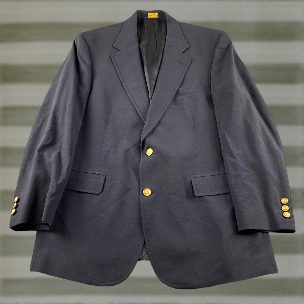 Brooks Brothers Brooks Brothers Blazer Jacket Mens 43R Navy Wool Fleece Two-Button Notch Lapel Regular Fit Casual Business Wedding Blue 43 USA Preppy Vintage N/A Size 46R - 1 Thumbnail