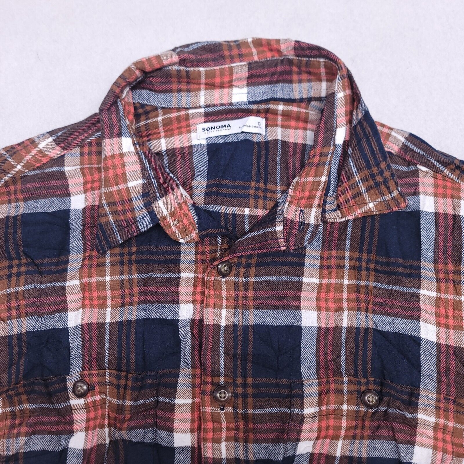 Sonoma Sonoma Madras Flannel Button Up Shirt Mens Size Small S Blue Size US S / EU 44-46 / 1 - 1 Thumbnail