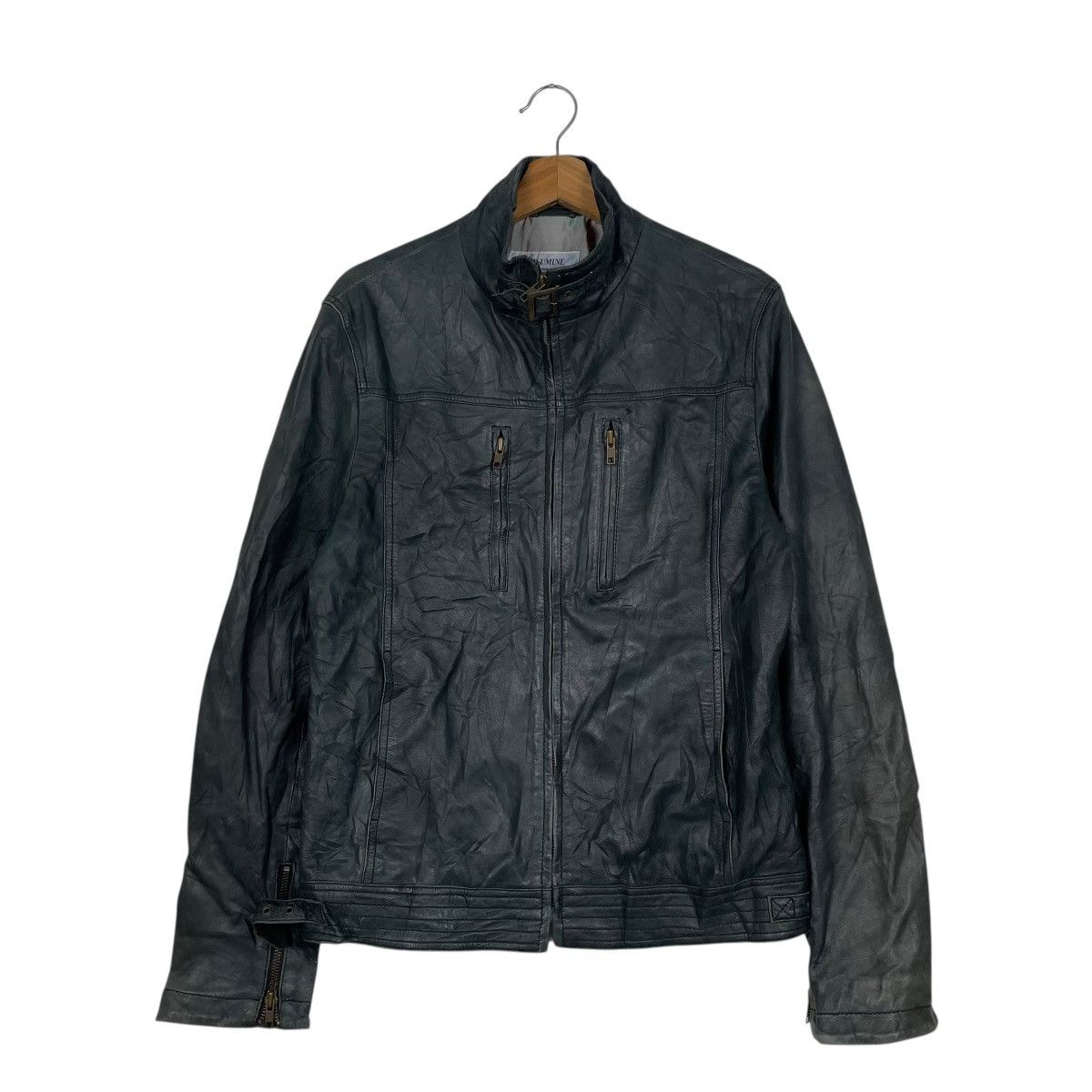 Japanese Brand Mitsumine Motorcycle Biker Leather Jacket