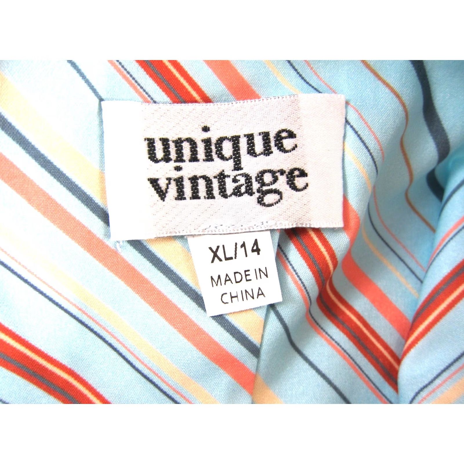 Vintage Unique Vintage Blue Orange Striped Halter Wide Leg Romper Jumpsuit Woman XL/14 Size 40" / US 18 - 3 Thumbnail