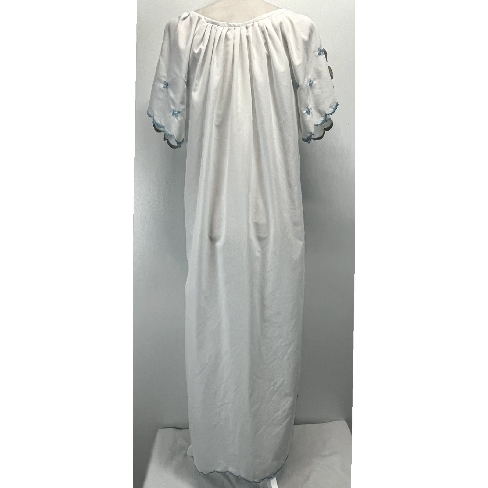 Vintage Mexican Style Floral Embroidered Maxi Dress White Large Womens Long Sleeve Size L / US 10 / IT 46 - 3 Thumbnail
