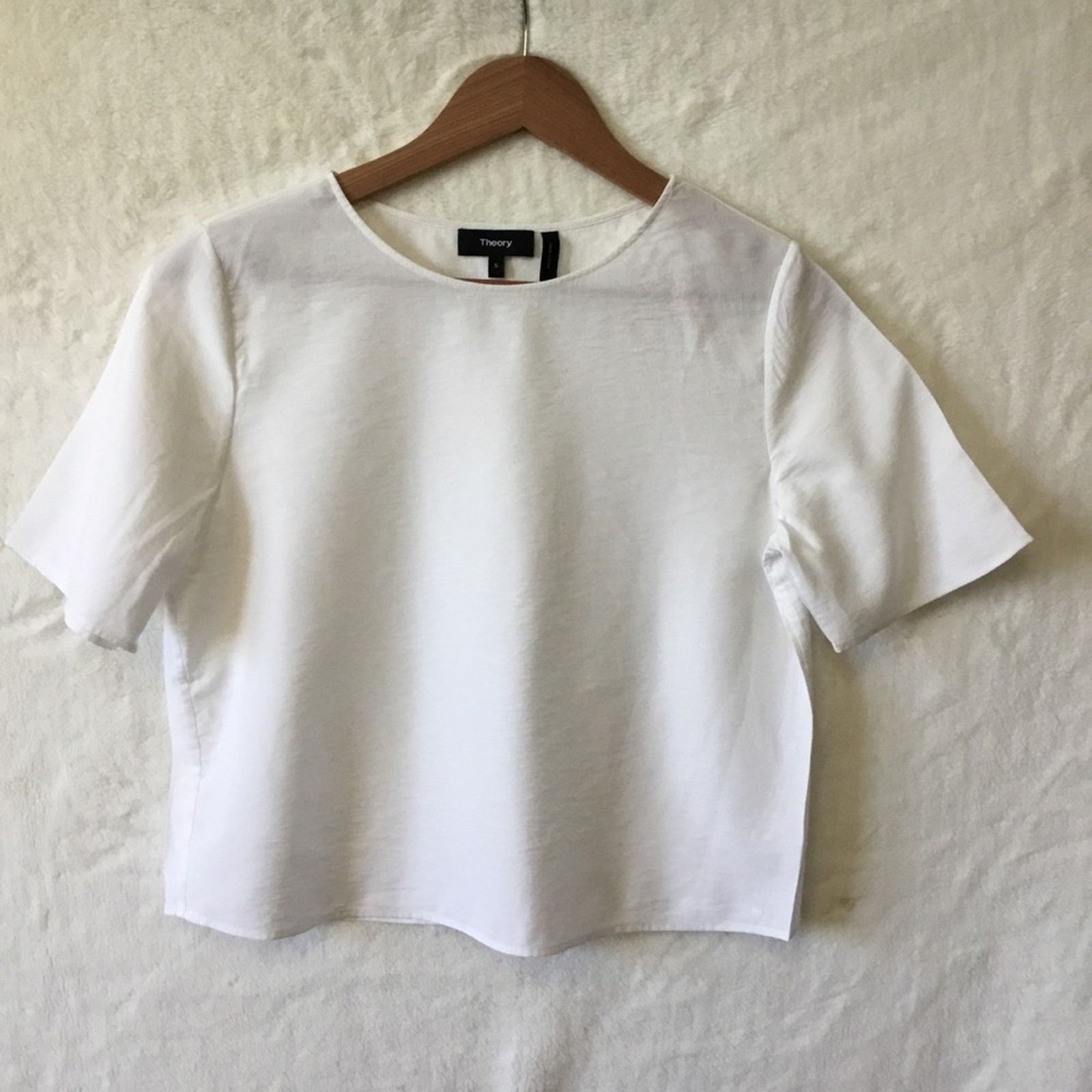 Theory Theory White Style Easy Woven Tee Shirt Size S / US 4 / IT 40 - 1 Thumbnail