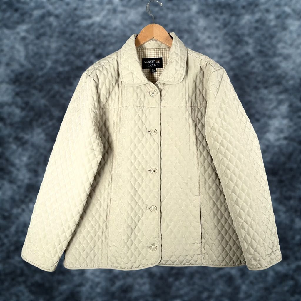 Vintage VINTAGE Nordic Lights Jacket Womens XL Beige Quilted Barn Coat 2000s Y2K Size XL / US 12-14 / IT 48-50 - 1 Thumbnail