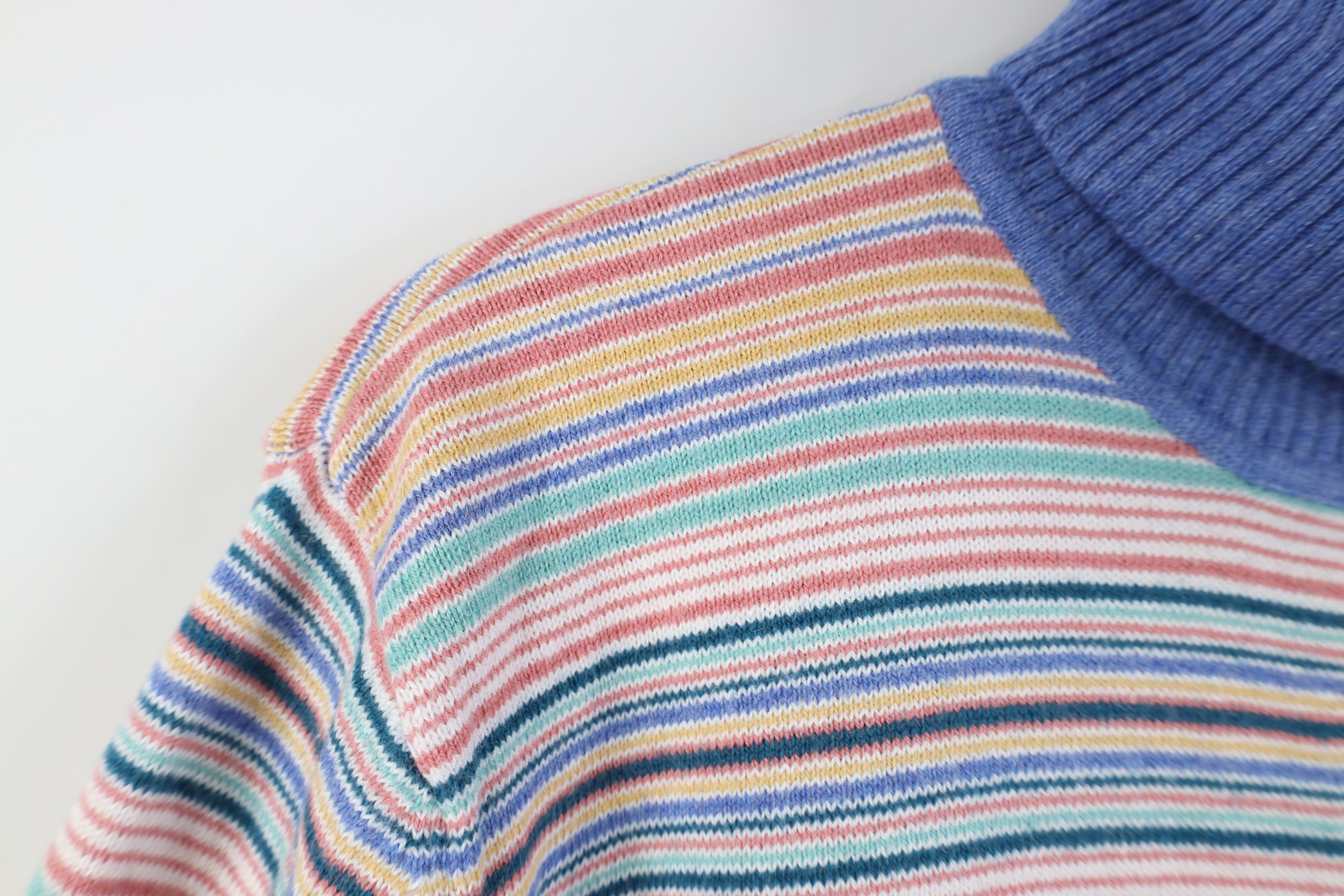 L.L. Bean Vintage LL Bean Cashmere Striped Knit Turtleneck Sweater Size L / US 10 / IT 46 - 4 Thumbnail