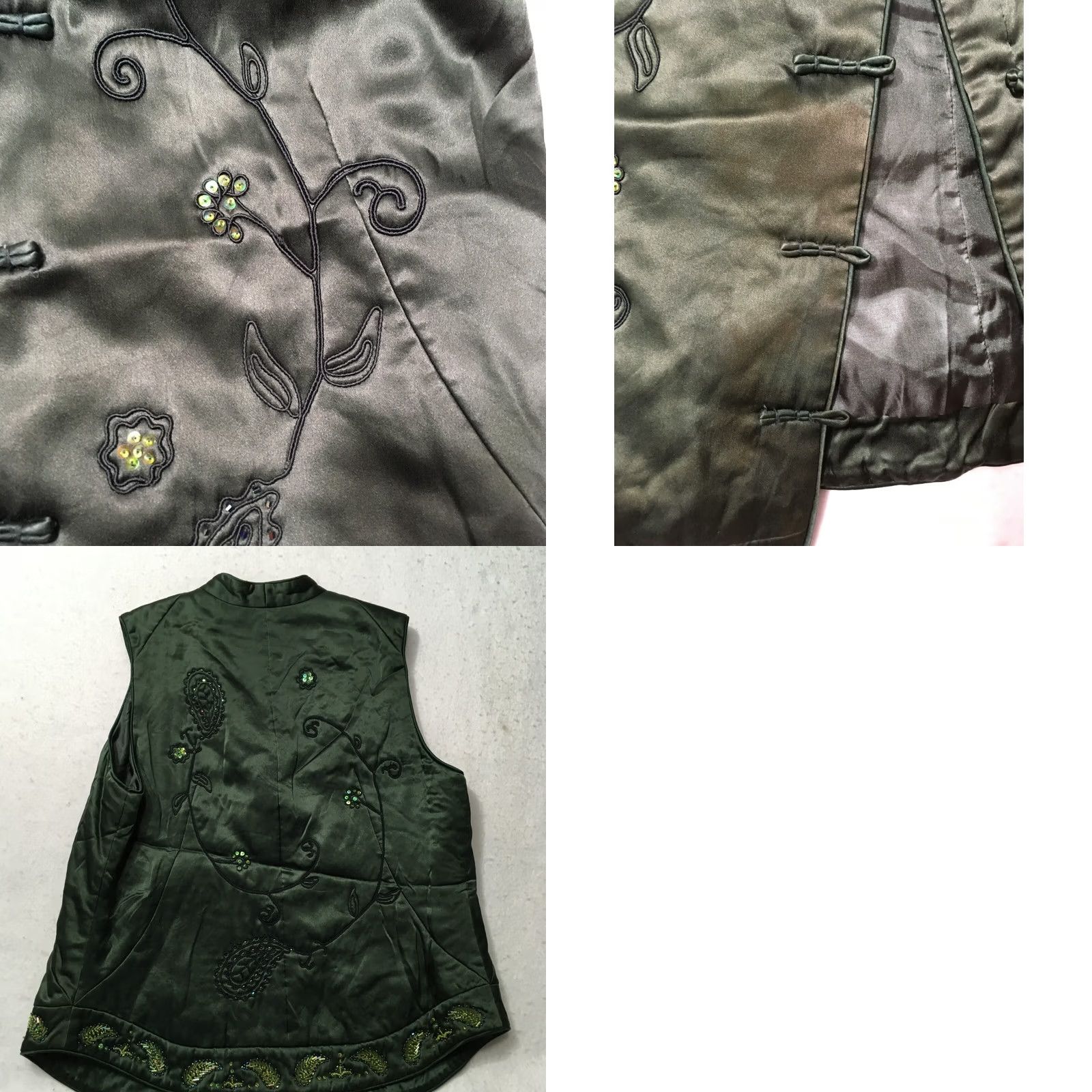 Vintage VINTAGE Green Silk Bohemian Embroidered Vest Unbranded 70s Womens Small? 44? Size M / US 6-8 / IT 42-44 - 8 Thumbnail