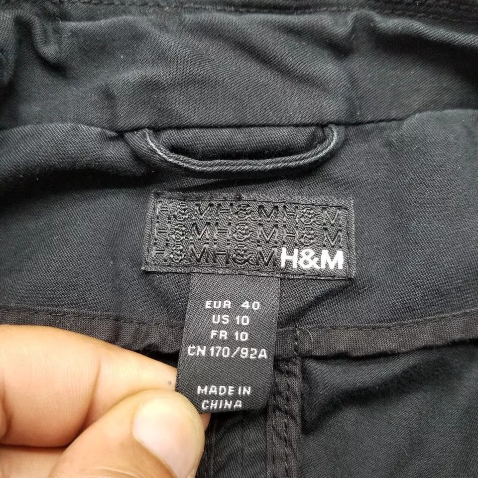 H&M H&M Jacket Womens 10 Black Buttons Pockets Belt Casual Size L / US 10 / IT 46 - 3 Thumbnail