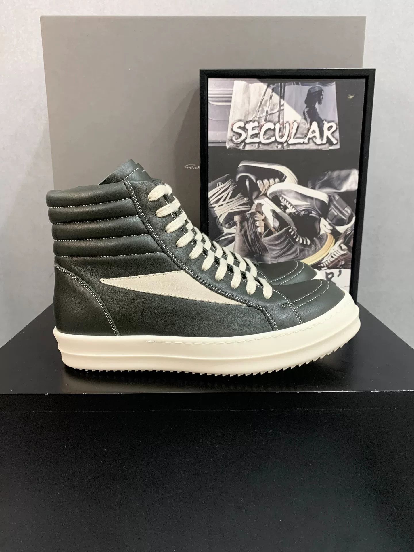 Rick Owens Rick Owens High-Top Leather Sneakers Size US 6 / EU 39 - 1 Thumbnail