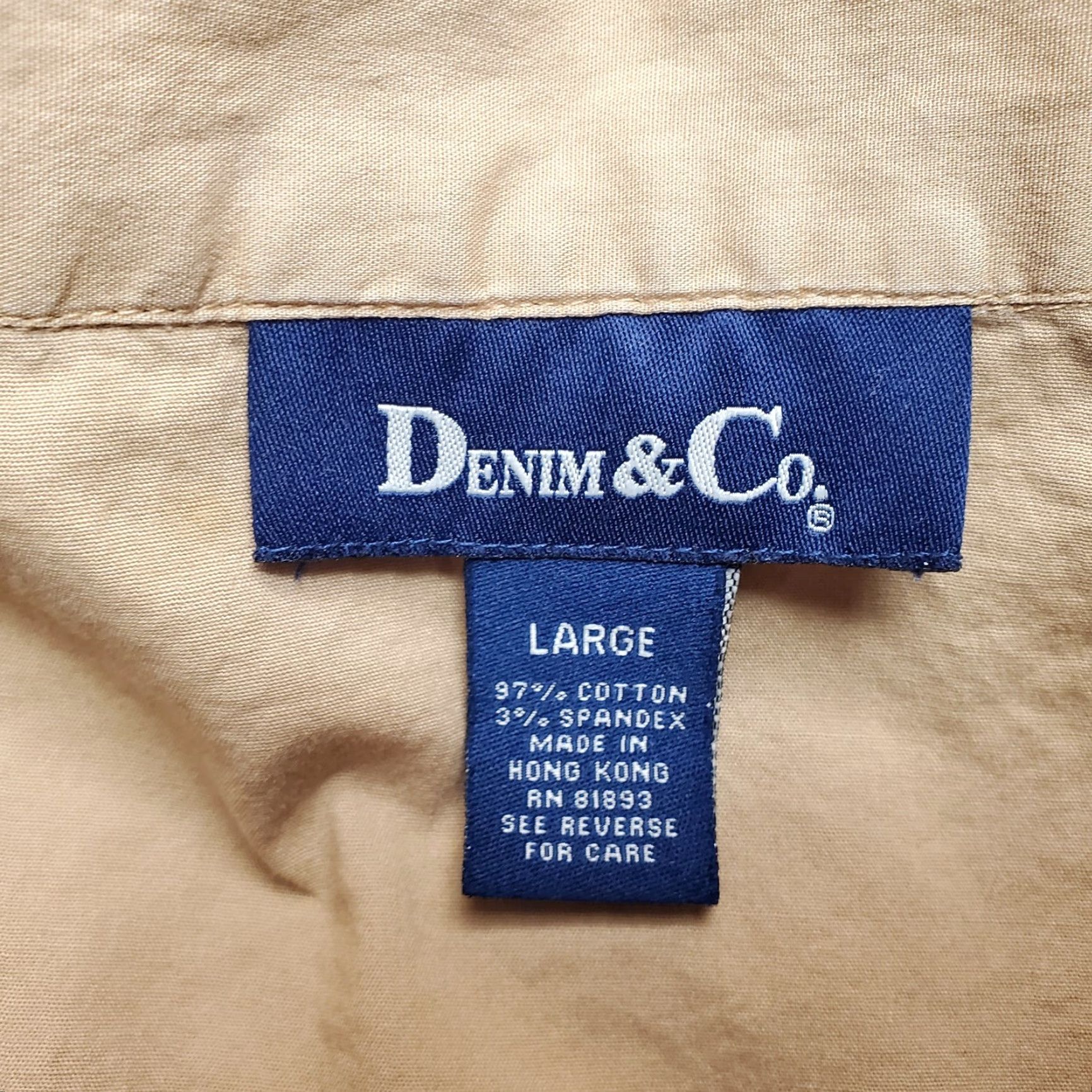 Denim & Co. Denim & Co Womens Top L Tan Cotton Blend Stretch Long Sleeve Full Zip Casual Size L / US 10 / IT 46 - 6 Thumbnail