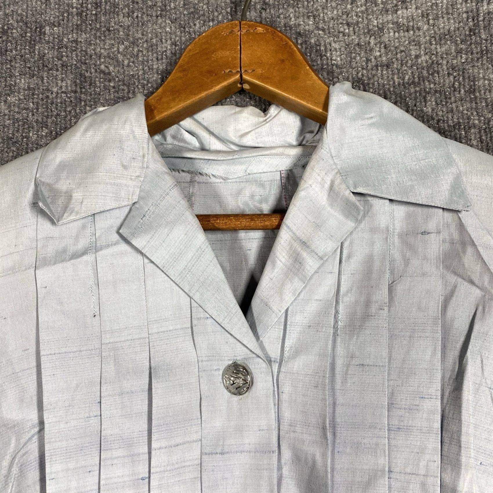 Vintage VINTAGE 1950s Silk Shirt Dress Women Size 12 Light Blue Belt Pleated Rockabilly Blue Shirt Dress Womens Size XL / US 12-14 / IT 48-50 - 3 Thumbnail