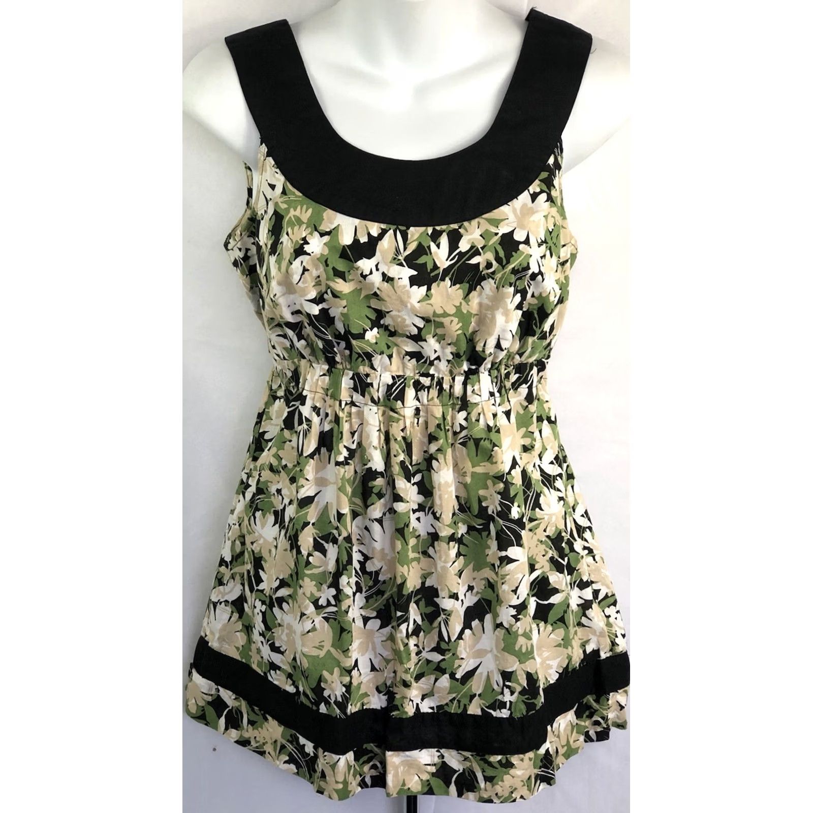 Apt. 9 VINTAGE Apt. 9 Halter Top M Green Floral Pleats Tie Waist tropic Coconut Gir 90s Women Size M / US 6-8 / IT 42-44 - 5 Thumbnail