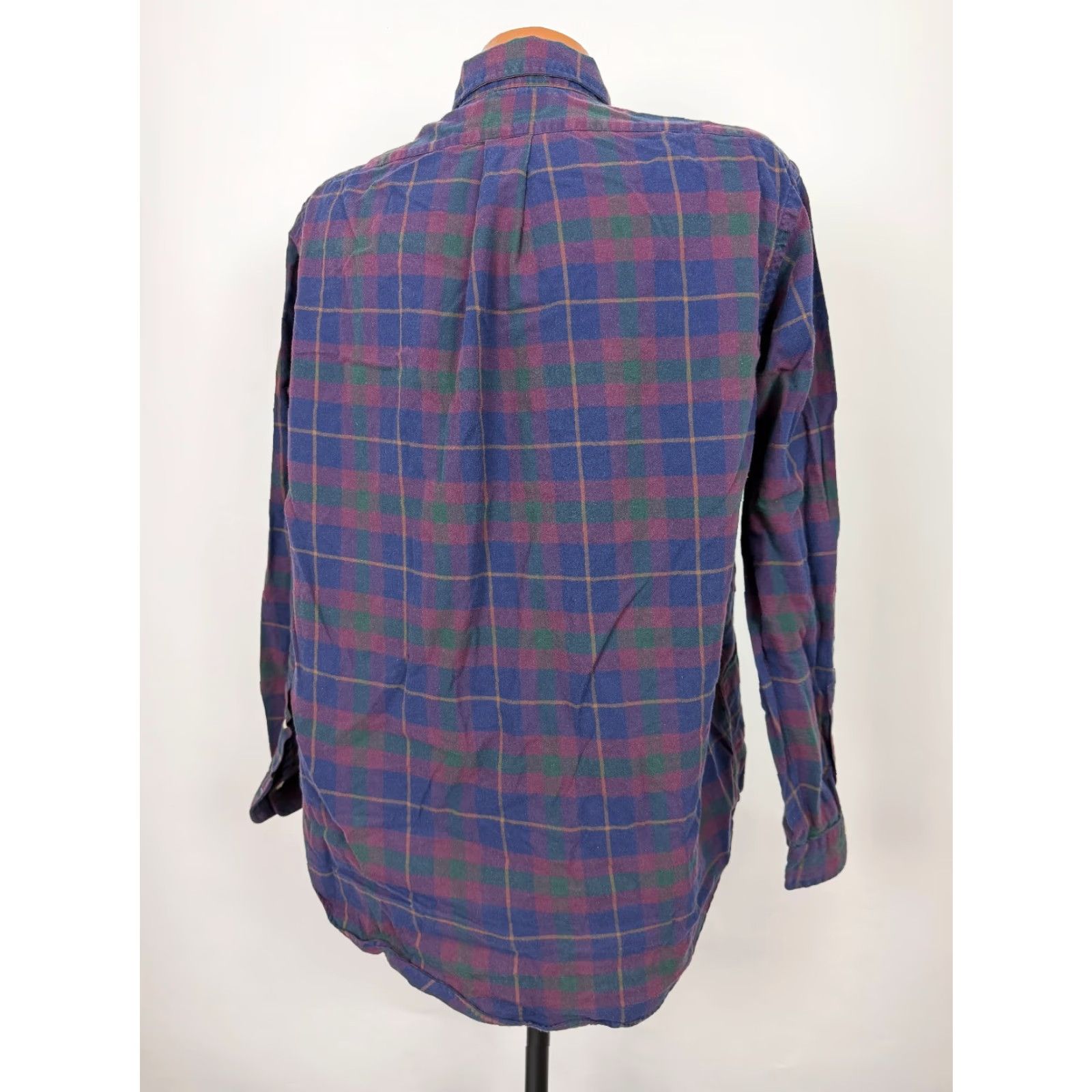 Ralph Lauren VINTAGE Ralph Lauren Shirt Men Large Navy Burgundy Plaid Brushed Twill Button Up Size US L / EU 52-54 / 3 - 7 Thumbnail