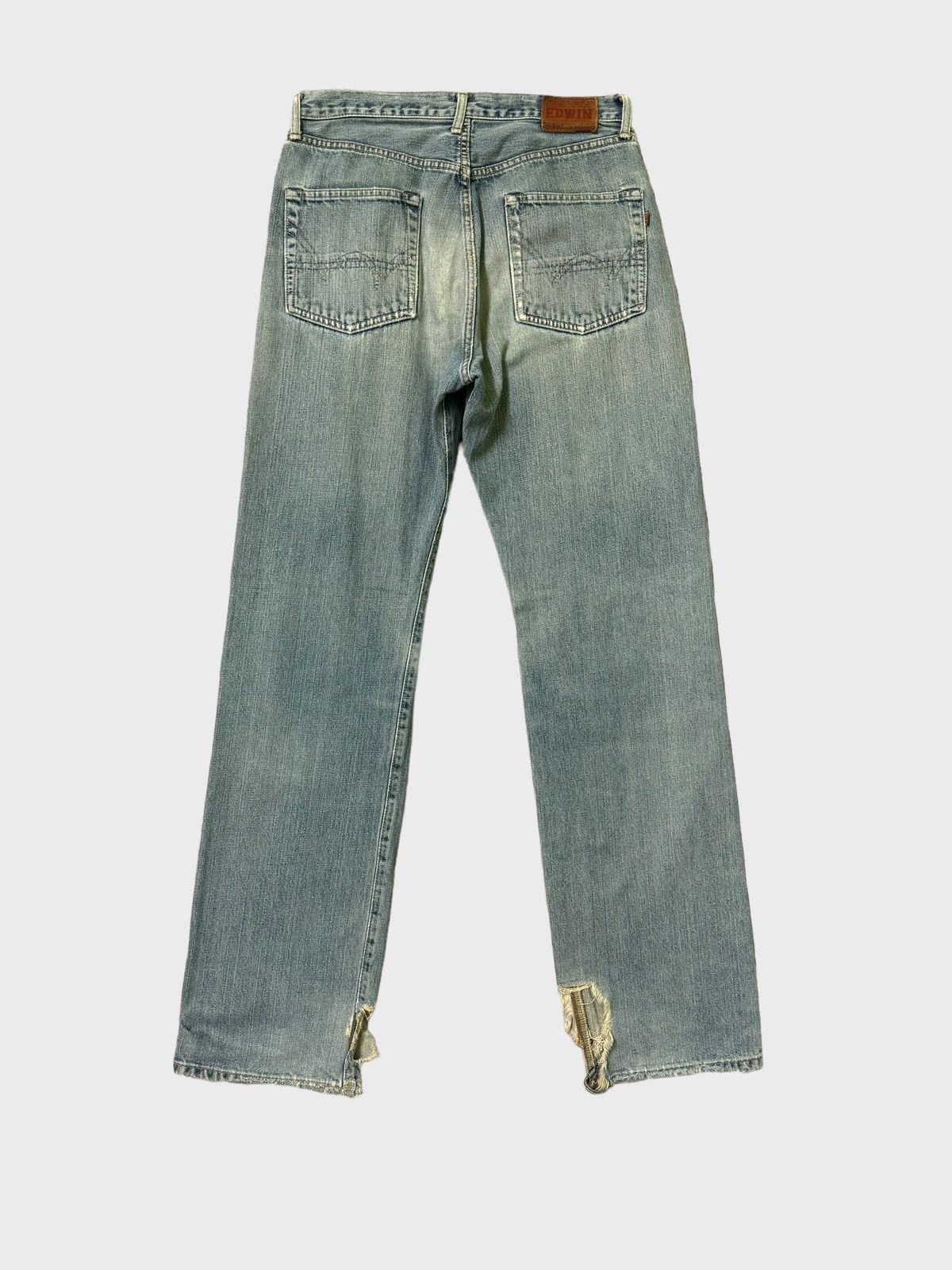 Japanese Brand Vintage Distressed Baggy Edwin 505 Selvedge Thrashed Jeans Size US 30 / EU 46 - 2 Thumbnail