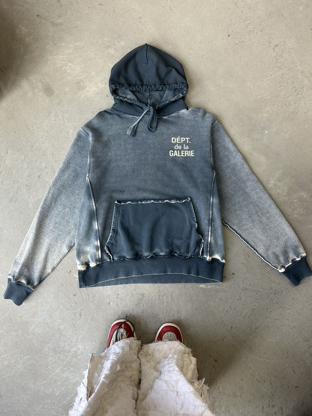 image of Gallery Dept. Faded Reversible Logo Hoodie Light Navy, Men's (Size XL)