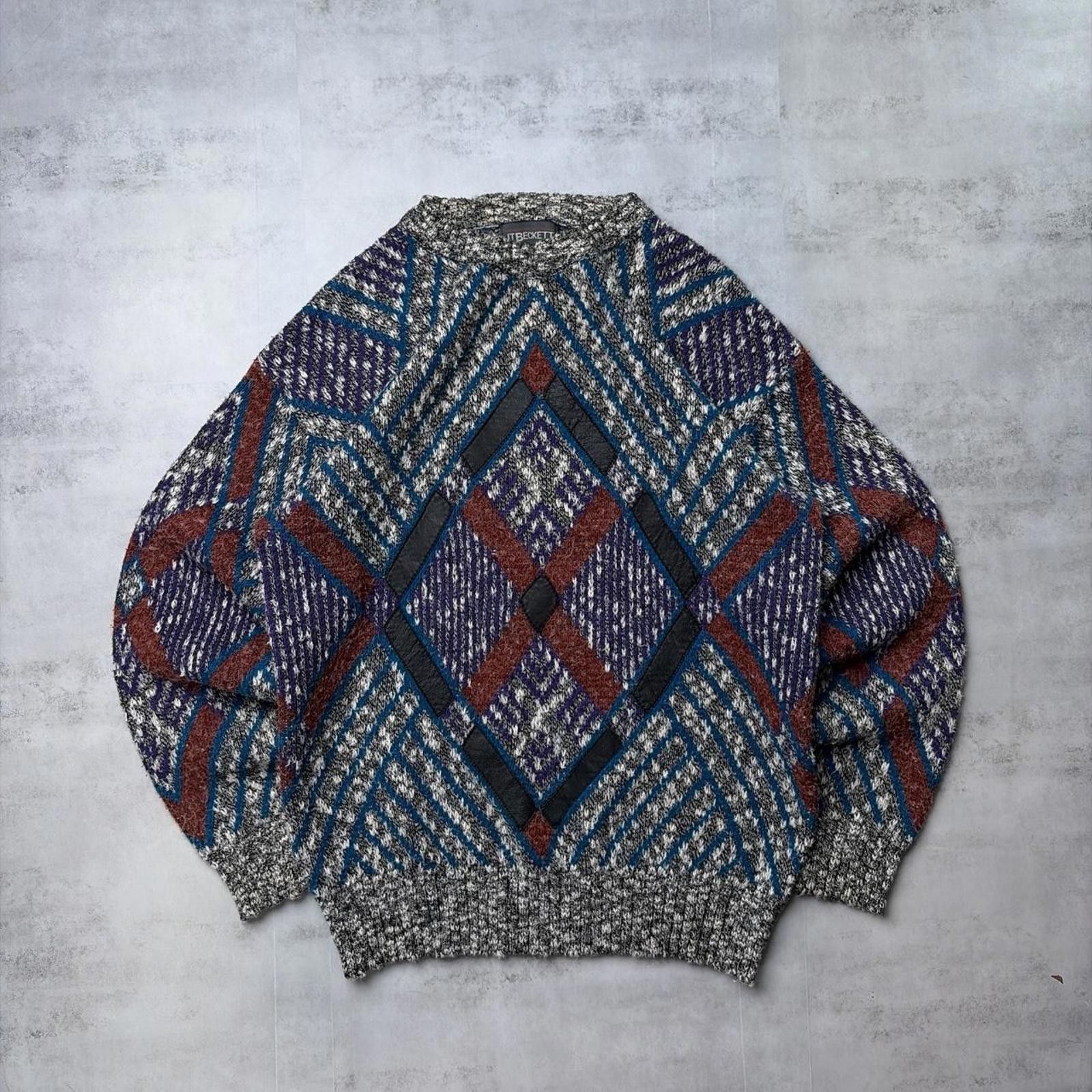 Coogi Vintage 90’s JT Beckett Geometric Knit Coogi Style Sweater Size US M / EU 48-50 / 2 - 1 Thumbnail