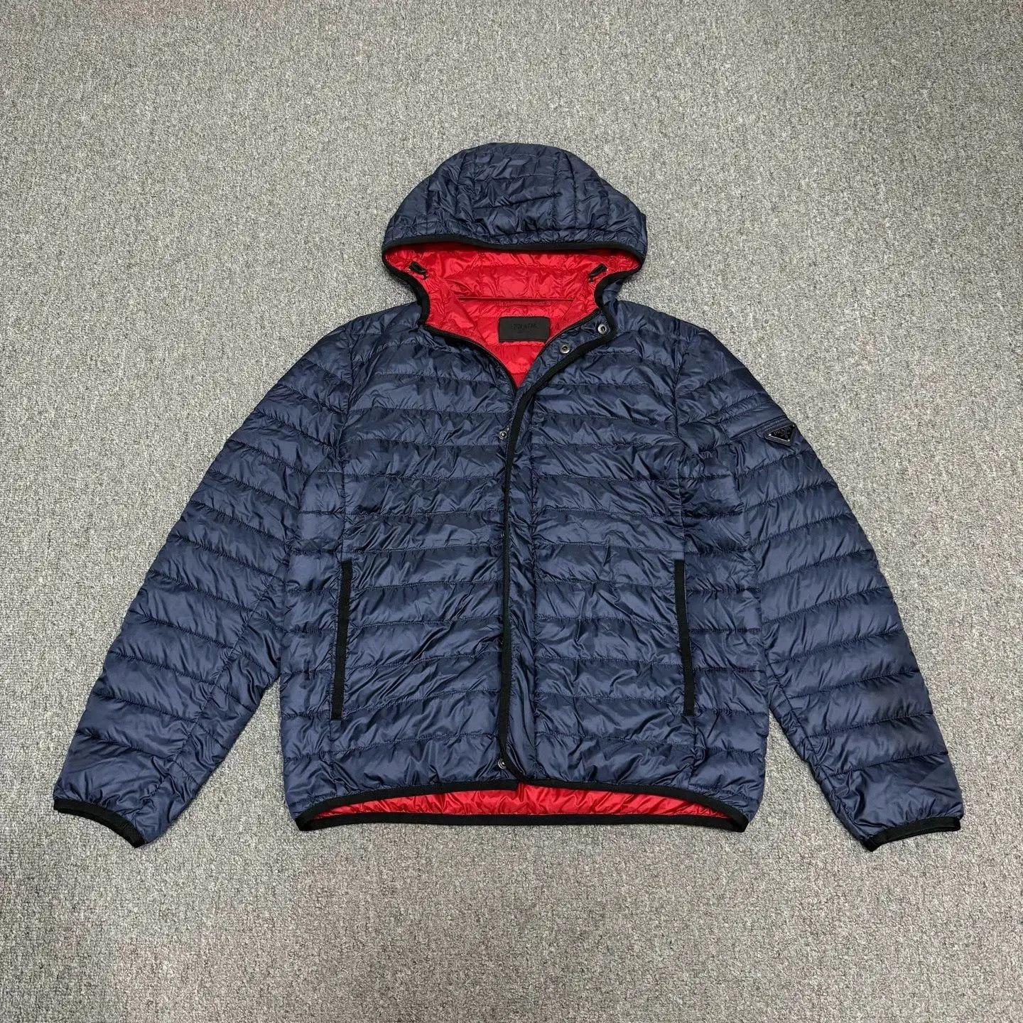 Prada Prada Navy Blue Triangle Logo Down Jacket 52 99 New/ | Grailed