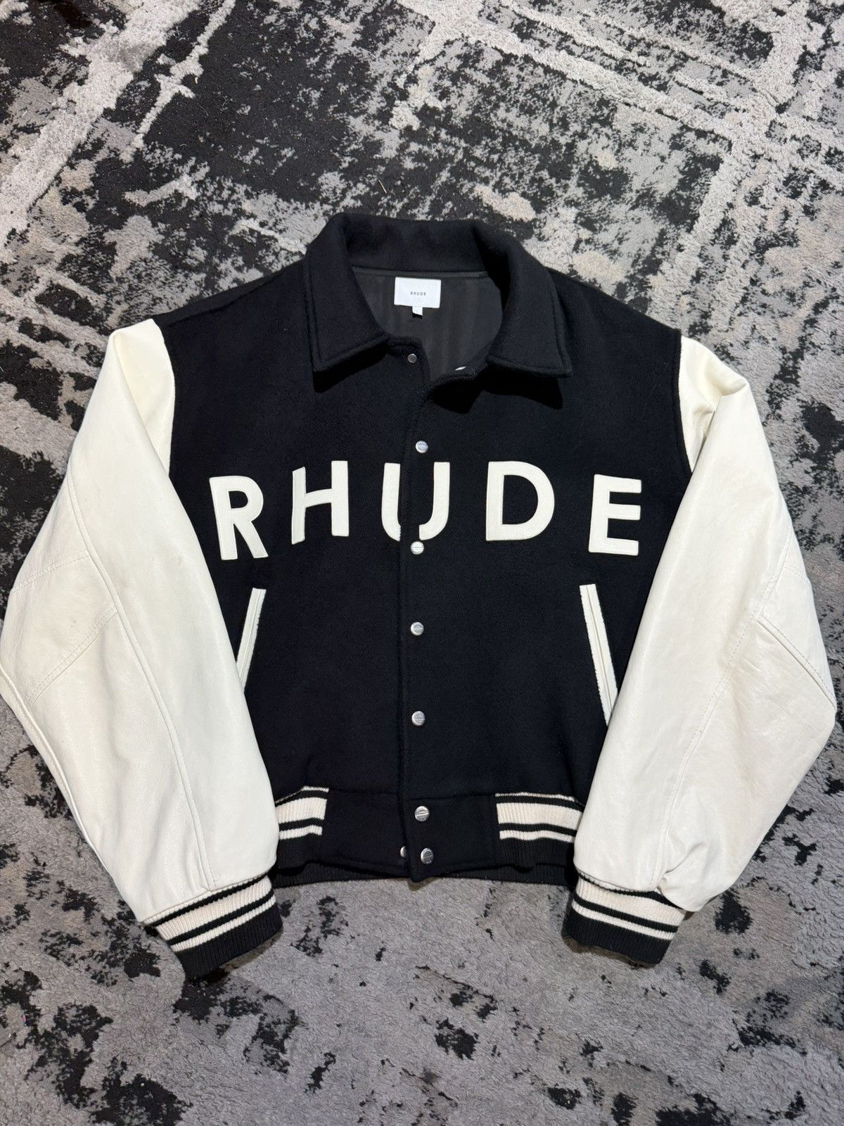 Rhude RHUDE Varsity Leather Jacket Size US L / EU 52-54 / 3 - 1 Thumbnail
