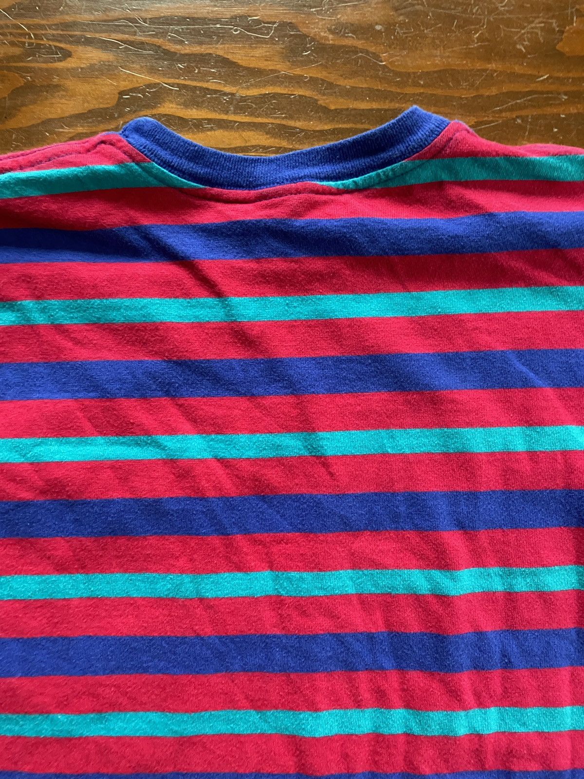 Lands' End Vintage 90’s Lands End Magenta Stripe Single Stitch Tee Size US M / EU 48-50 / 2 - 14 Thumbnail