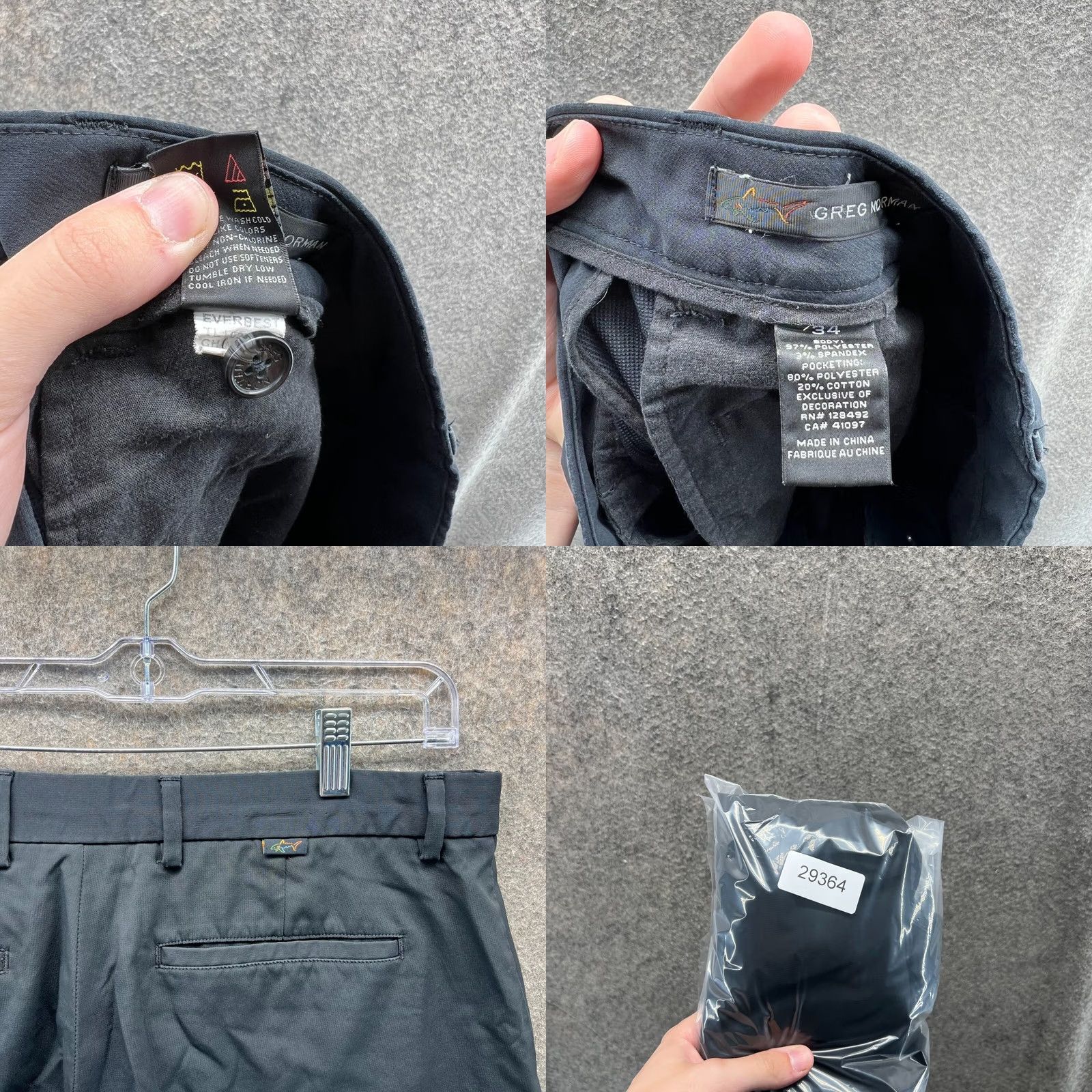 Vintage Greg Norman Shorts Mens 34 Black Chino Flat Front Golf Golfer Classic Travel Size US 34 / EU 50 - 8 Thumbnail