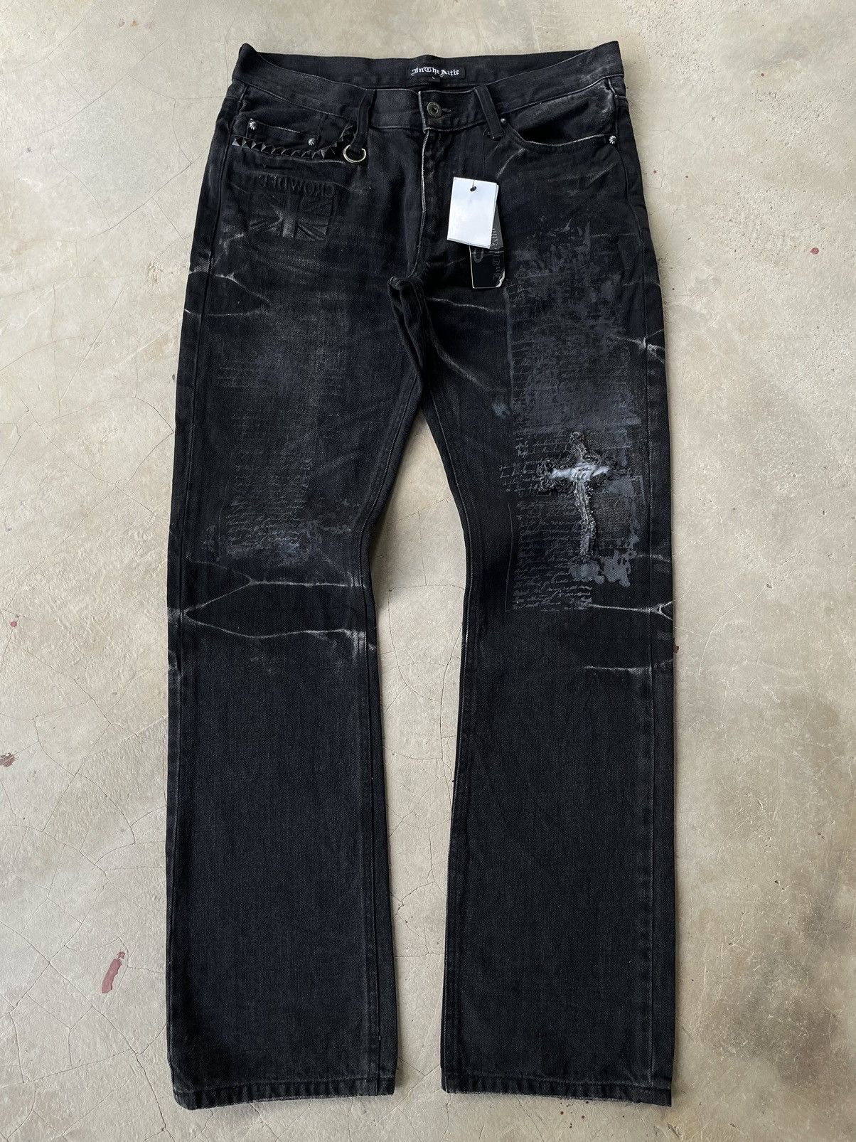 Le Grande Bleu (L.G.B.) IN THE ATTIC ARCHIVE GOTHIC PUNK CROSS POEM BLACK DENIM JEAN Size US 32 / EU 48 - 1 Thumbnail