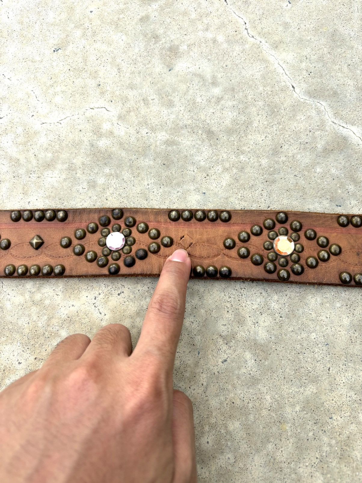 Japanese Brand Leather Design Studded Belt Rare size 35-40 Size ONE SIZE - 10 Thumbnail
