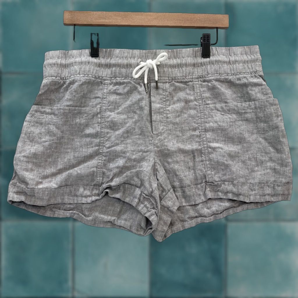 Athleta Athleta Cabo Linen 4" Short Women's 14 Gray Lightweight Drawstring Beach Preppy Linen Chino Shorts Mens? No, Women. Size 36" / US 14 / IT 50 - 1 Thumbnail
