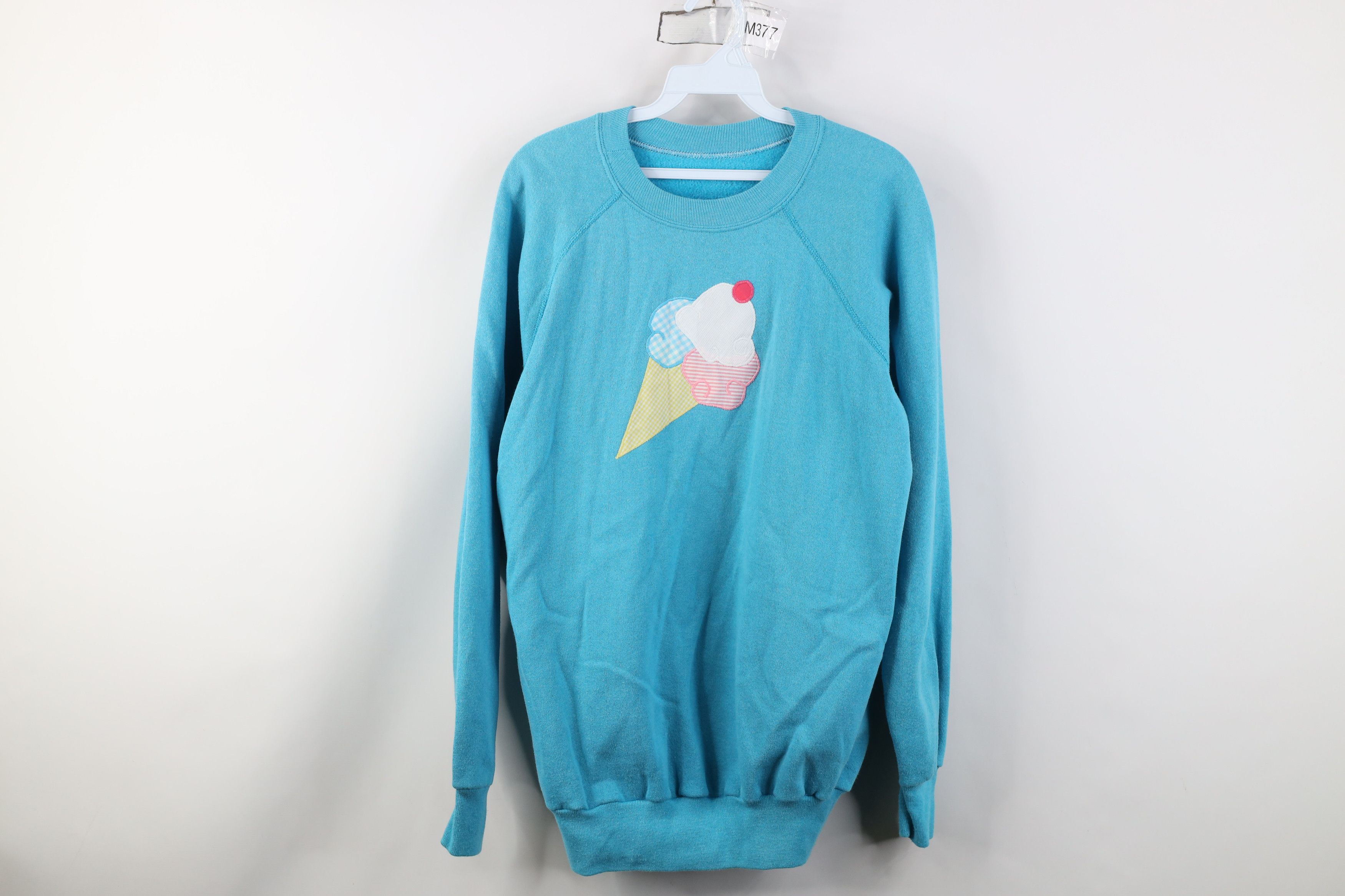 Vintage Vintage 90s Streetwear Cream Cone Crewneck Sweatshirt Blue Size L / US 10 / IT 46 - 1 Thumbnail
