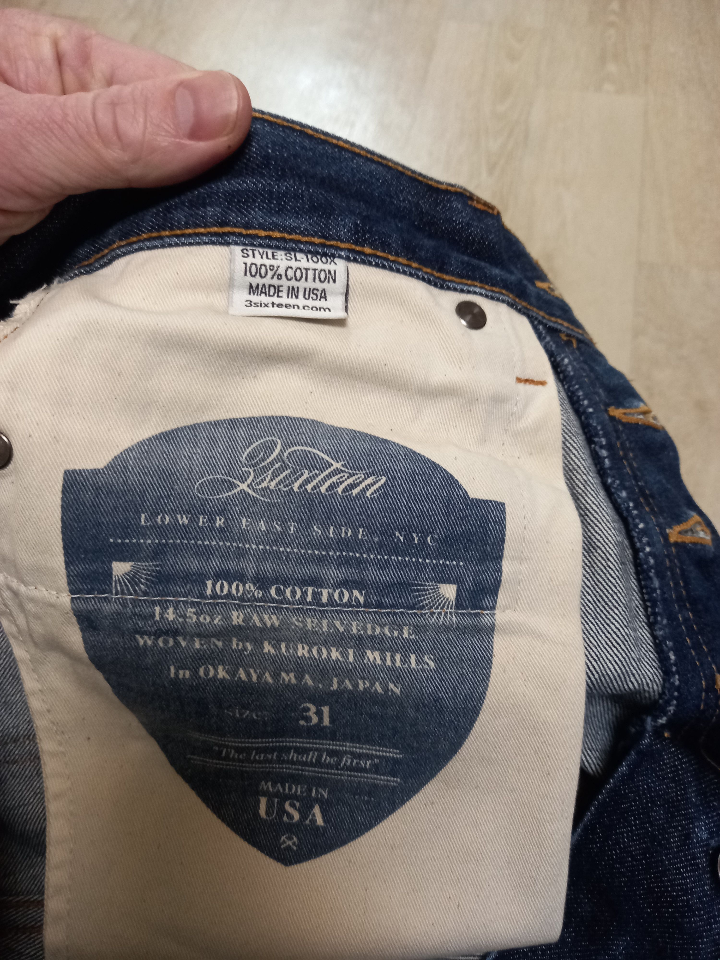 3sixteen 3sixteen SL-100x Selvedge Denim - Slim Straight 31 (Fits 30) Size US 31 - 7 Thumbnail