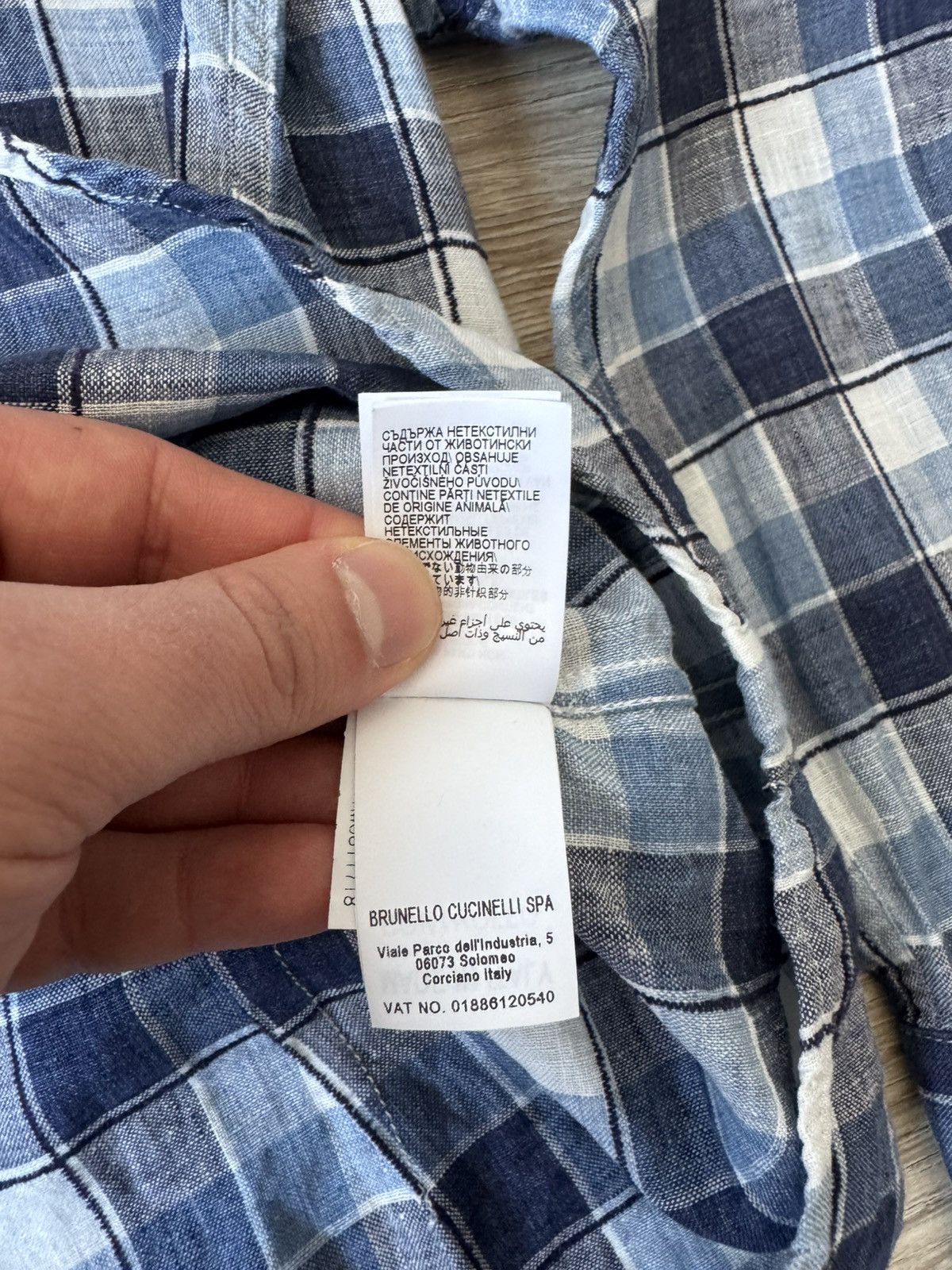 Brunello Cucinelli Brunello Cucinelli Slim Fit Linen Check Button Up Shirt Size US L / EU 52-54 / 3 - 6 Thumbnail