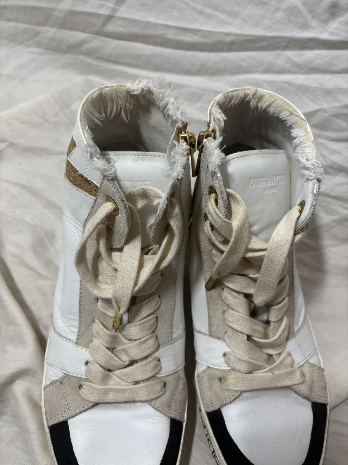 Zadig & Voltaire Zadig & Voltaire White Leather Flash High Trainers Size US 8 / IT 38 - 4 Thumbnail