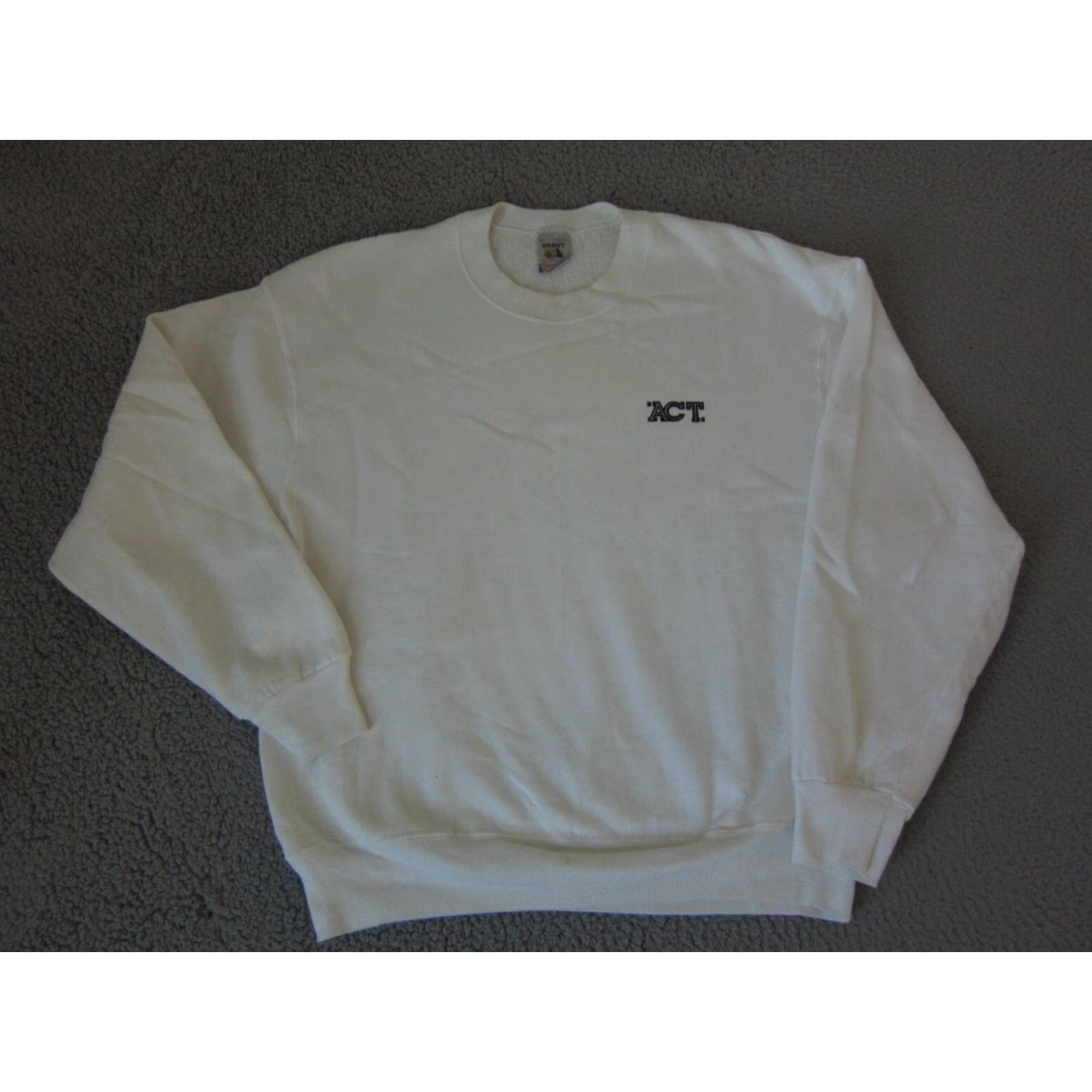 Fruit Of The Loom VINTAGE Fruit of the Loom Sweatshirt Mens L White 90s Crew Neck Logo Pullover Shirt Size US L / EU 52-54 / 3 - 2 Thumbnail