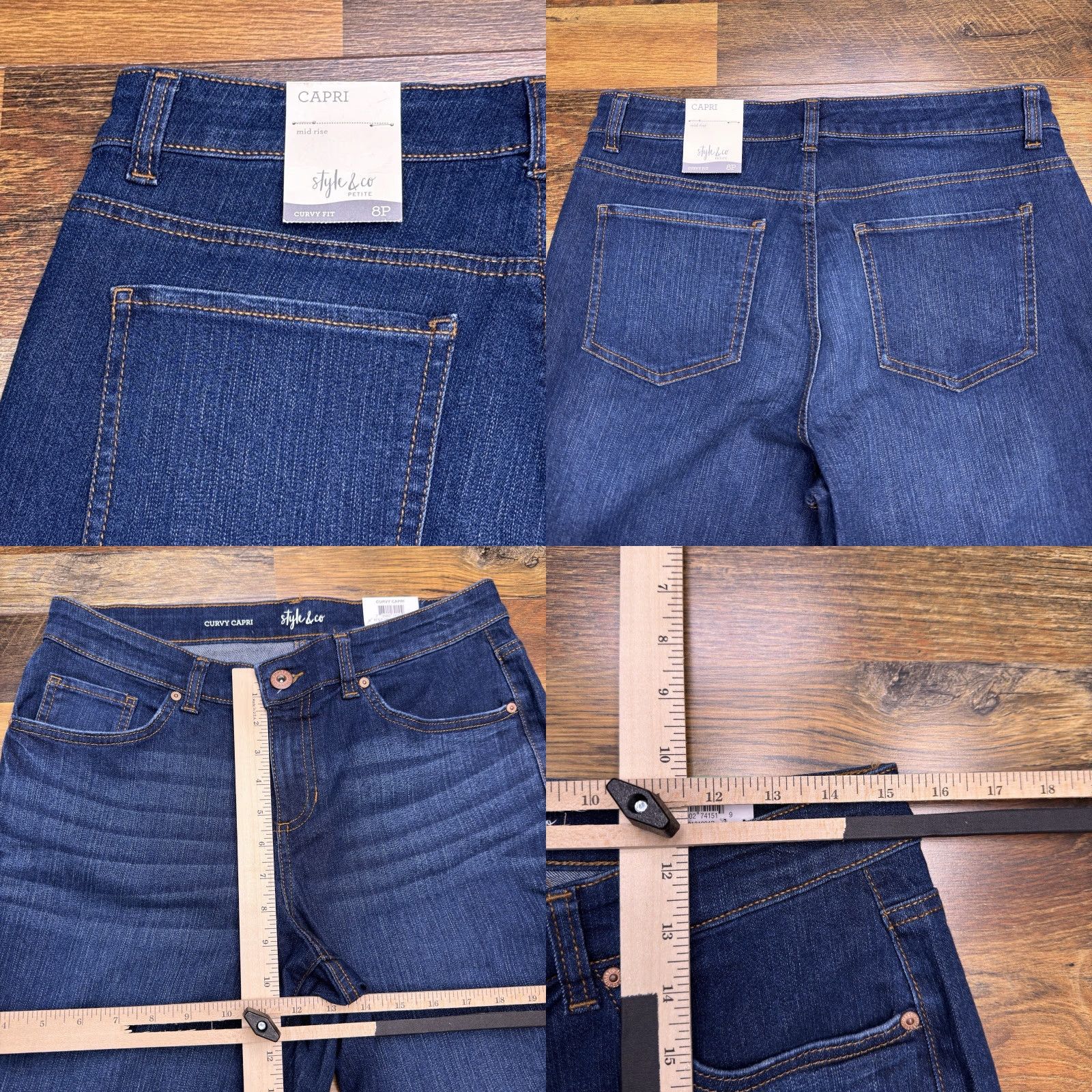 Vintage Style & Co Capri Jeans Womens 8 Petite Mid Rise Stretch Cuffed New Jeans Blue Capris Capris? Size 30" / US 8 / IT 44 - 8 Thumbnail
