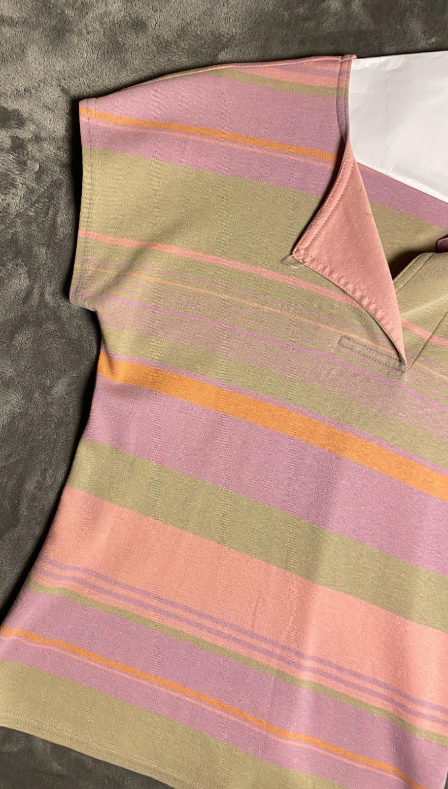 Designer Vintage ACTIII Pink/Grey/Orange Striped SS T-Shirt (B11) Size M / US 6-8 / IT 42-44 - 3 Thumbnail