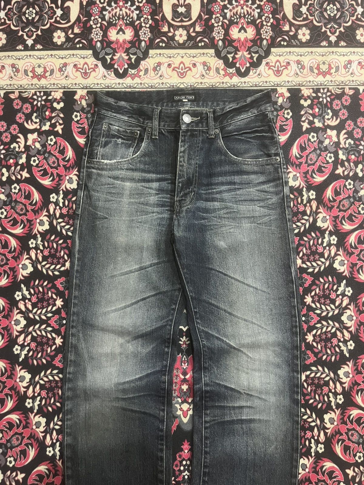 Undercover Vintage Japanese Brand Amore Puro Dark Whisker Frayed Jeans Size US 29 - 3 Thumbnail