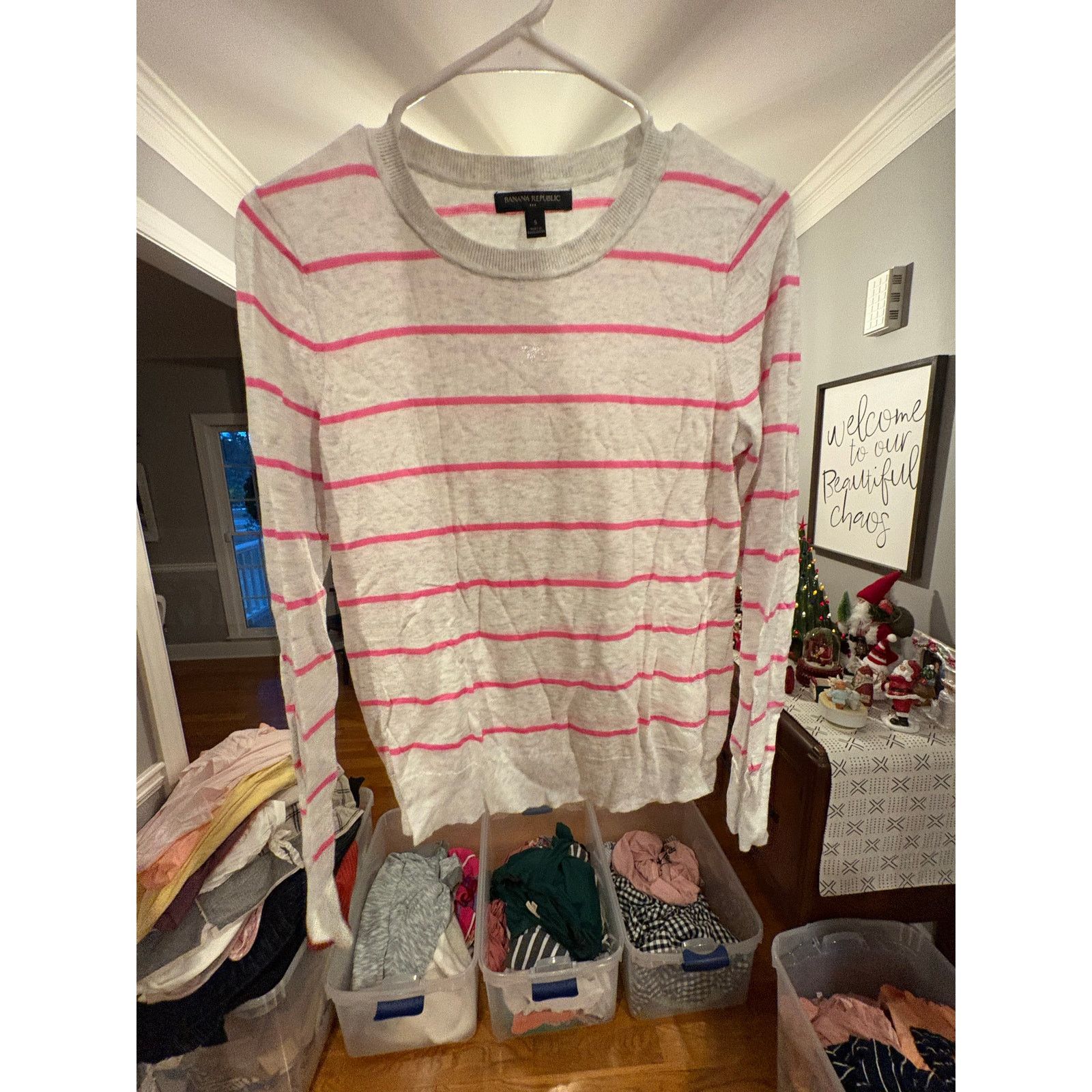 Banana Republic Banana Republic Gray Pink Striped Sweater Women’s Small Size S / US 4 / IT 40 - 2 Thumbnail