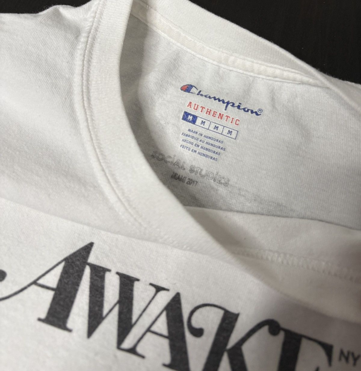 Off-White Off-White x Champion x Awake Miami Pop Up 2017 T Shirt Size US M / EU 48-50 / 2 - 2 Thumbnail