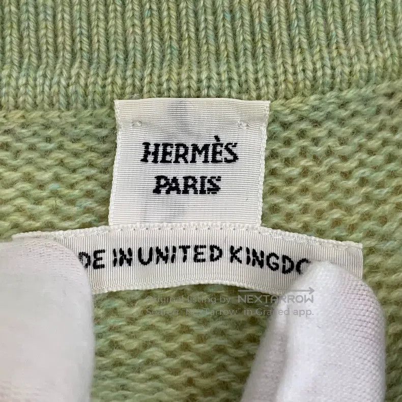 Hermes Hermes 25 light green cashmere lapel long-sleeved knit car Size S / US 4 / IT 40 - 5 Thumbnail