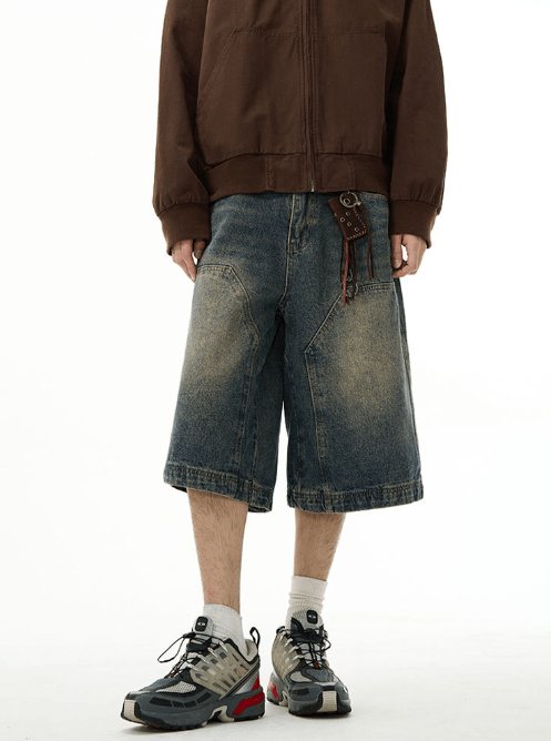 Japanese Brand × Jean American retro wide-leg straight washed cargo denim shorts Size US 32 / EU 48 - 2 Thumbnail