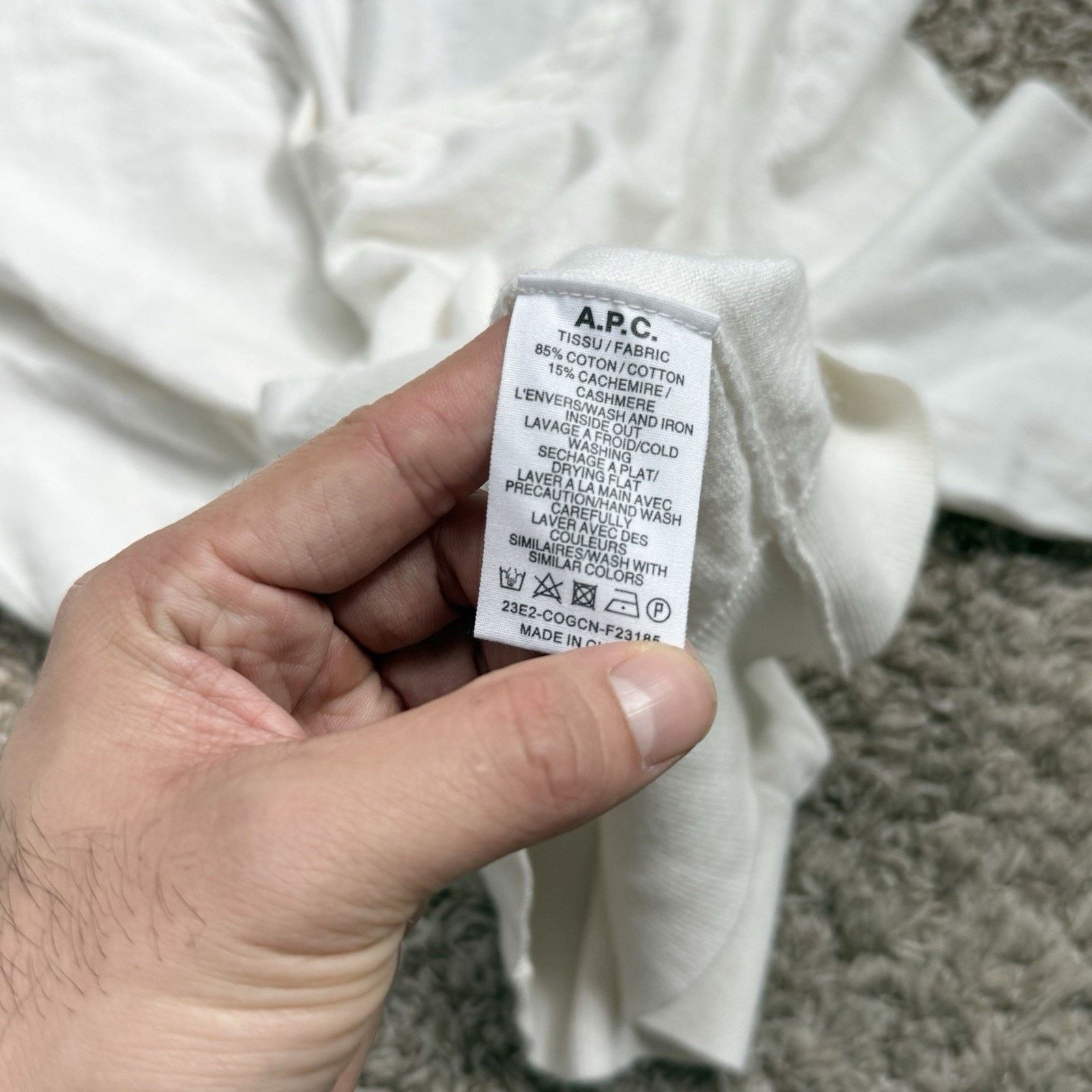 A.P.C. A.P.C. White V Neck Sweater Cotton Size XS Cashmere Wool Size XS / US 0-2 / IT 36-38 - 5 Thumbnail