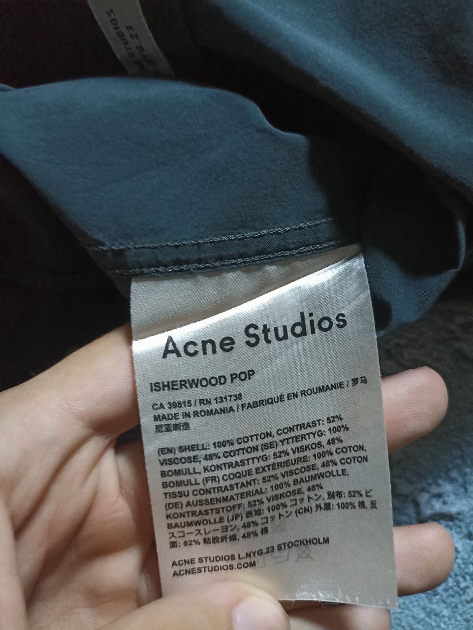 Acne Studios AW14 Acne Studios Men’s Isherwood Pop Shirt Grey Size US M / EU 48-50 / 2 - 8 Thumbnail