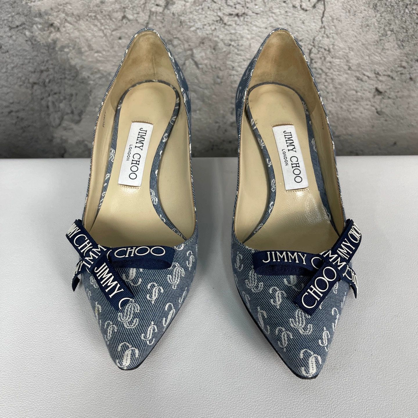 Jimmy Choo Jimmy Choo Denim Bow Heels 37 as is Size US 6.5 / IT 36.5 - 7 Thumbnail