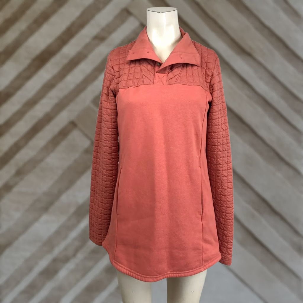 Pinko Columbia Pullover Sweater Collared Long Sleeve Quilted Quarter Zip Casual Coral Pink S Womens Size S / US 4 / IT 40 - 1 Thumbnail
