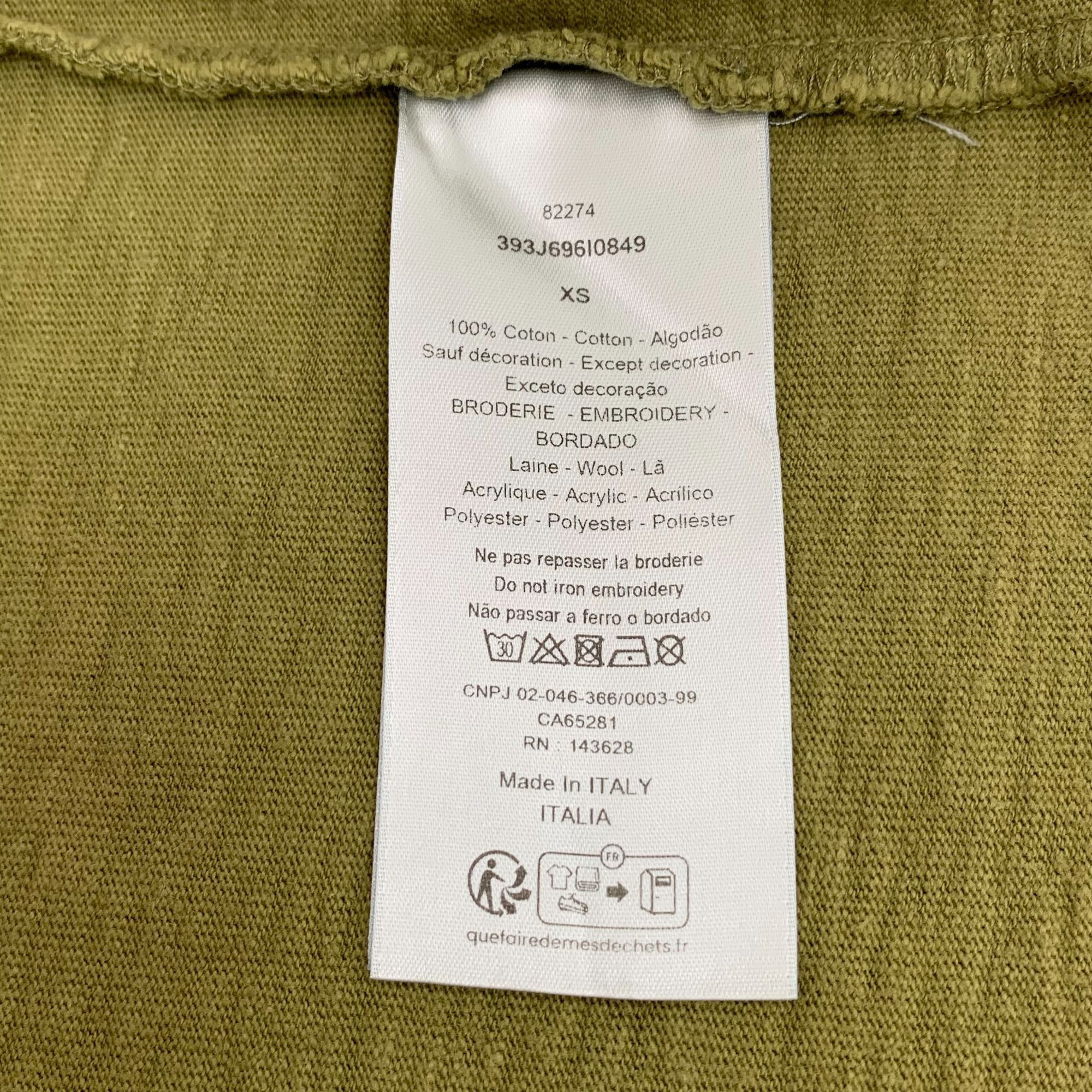 Dior Dior Khaki Green Floral Logo Embroidered Cotton Crewneck T-S Size US XS / EU 42 / 0 - 3 Thumbnail