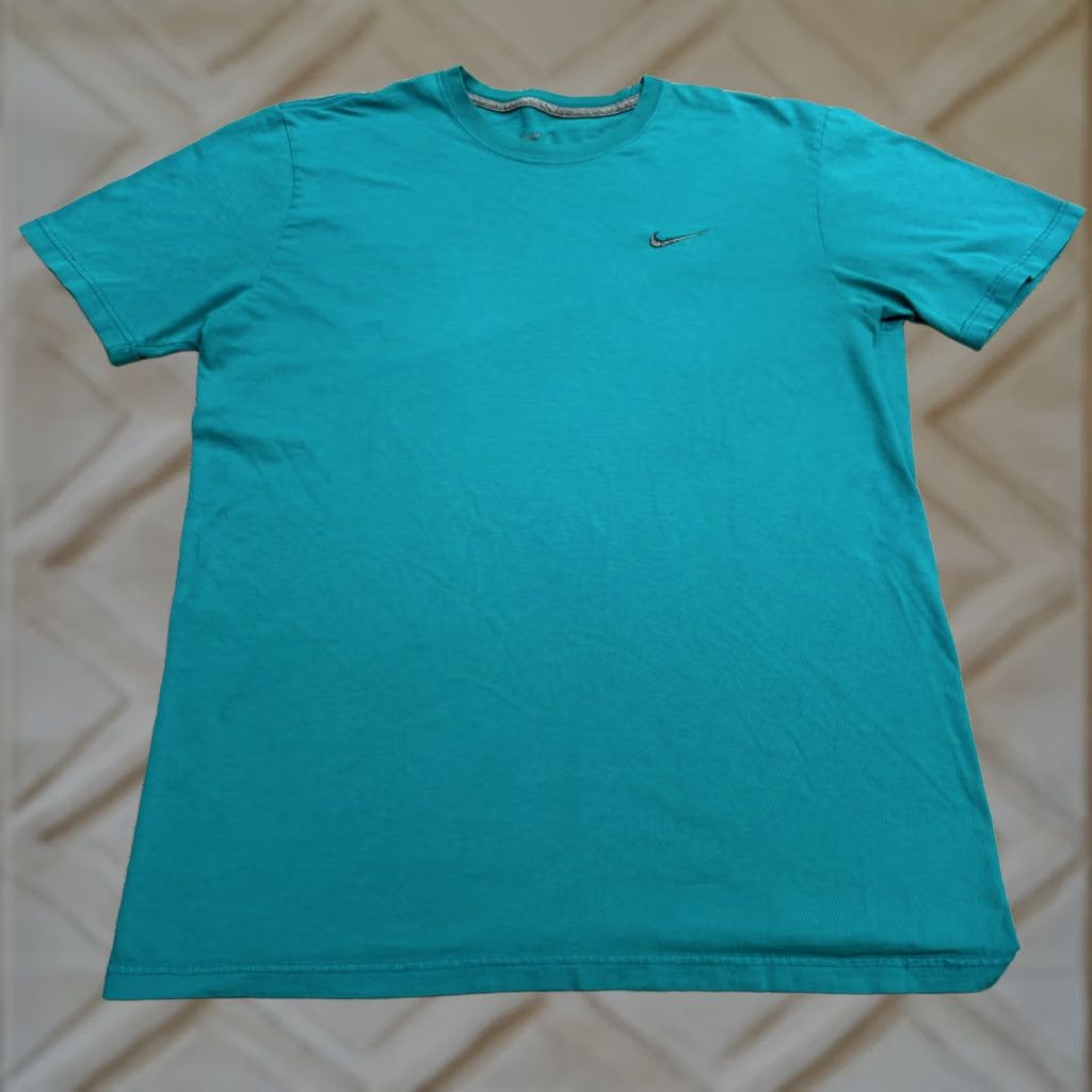 Nike Nike Mens Large Teal Blue Crew Neck Short Sleeve Cotton Tee Shirt Swoosh Logo Size US L / EU 52-54 / 3 - 1 Thumbnail