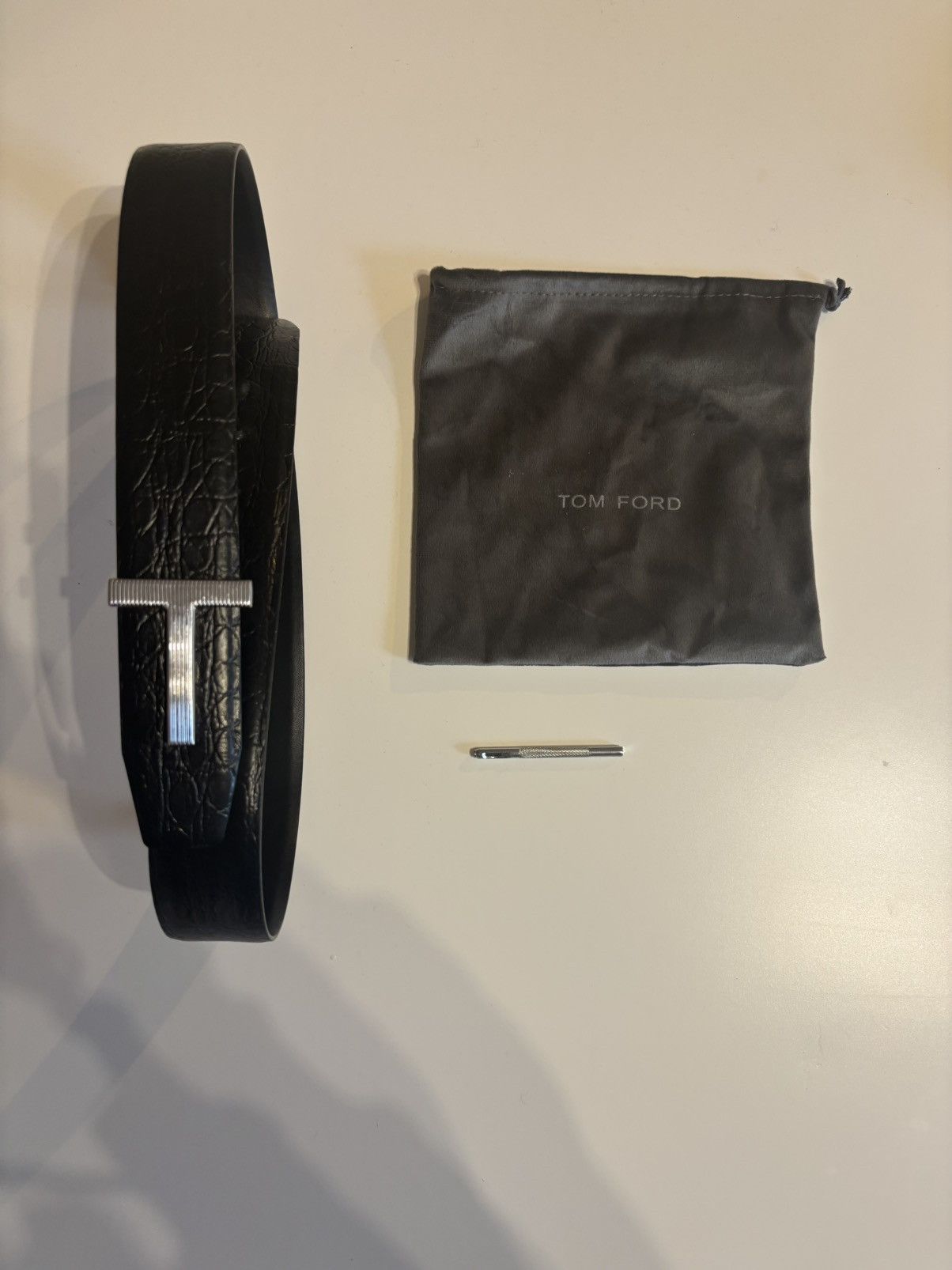 Tom Ford Tom Ford Crocodile Skin Effect Belt Size 36 - 7 Thumbnail