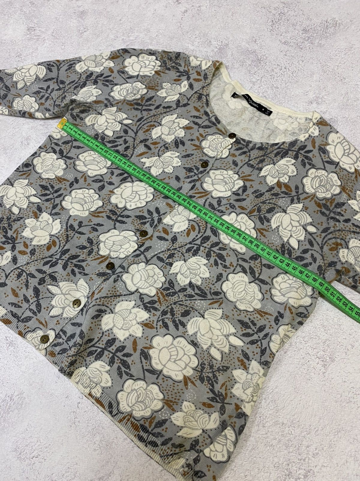 Gudrun Sjoden Gudrun Sjoden Gray Floral Knit Button Down Cardigan Sweater Size M / US 6-8 / IT 42-44 - 12 Thumbnail