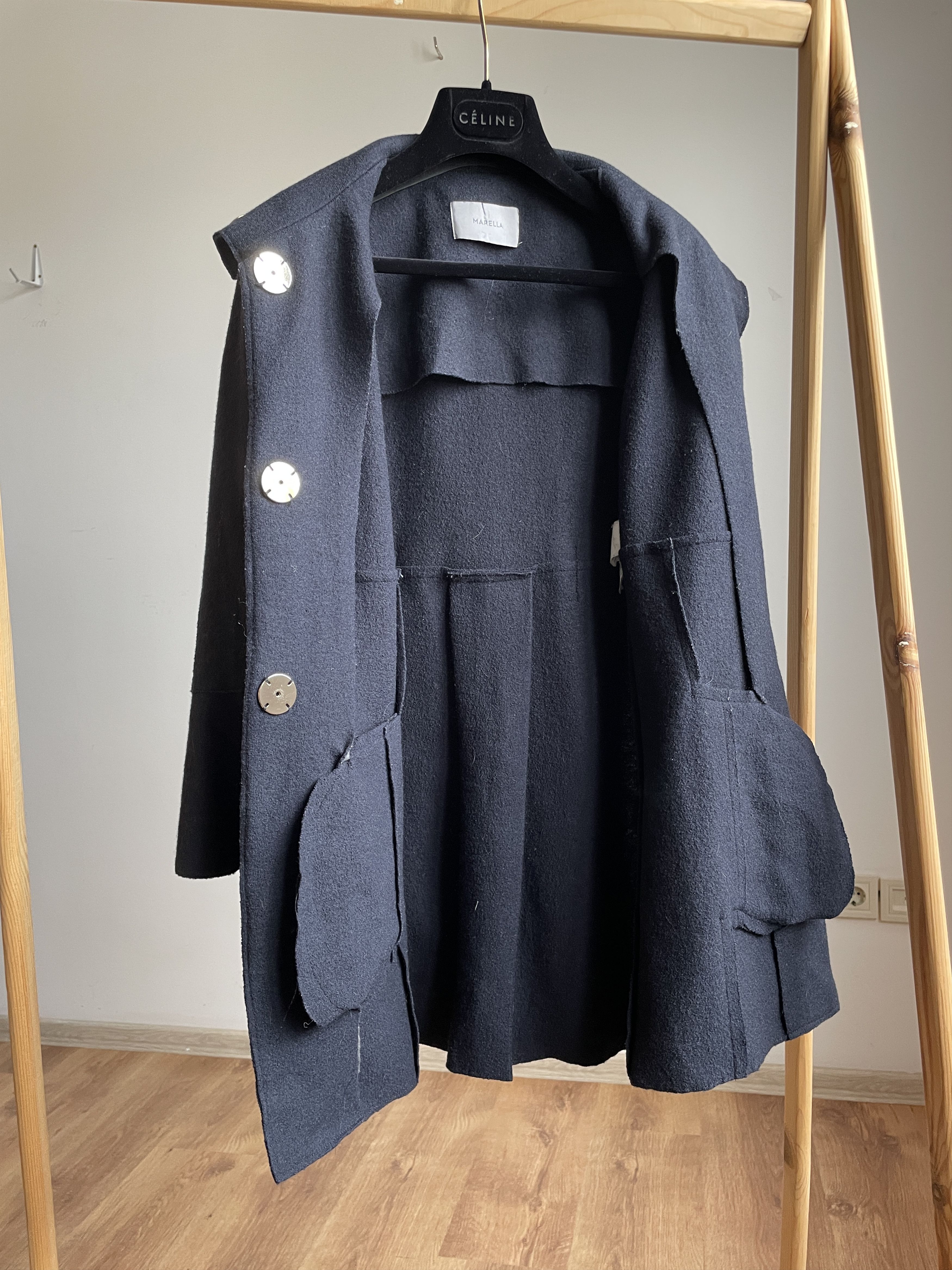 Marella Marella by Max Mara Womens Raw Edge Wool Coat Size S / US 4 / IT 40 - 3 Thumbnail