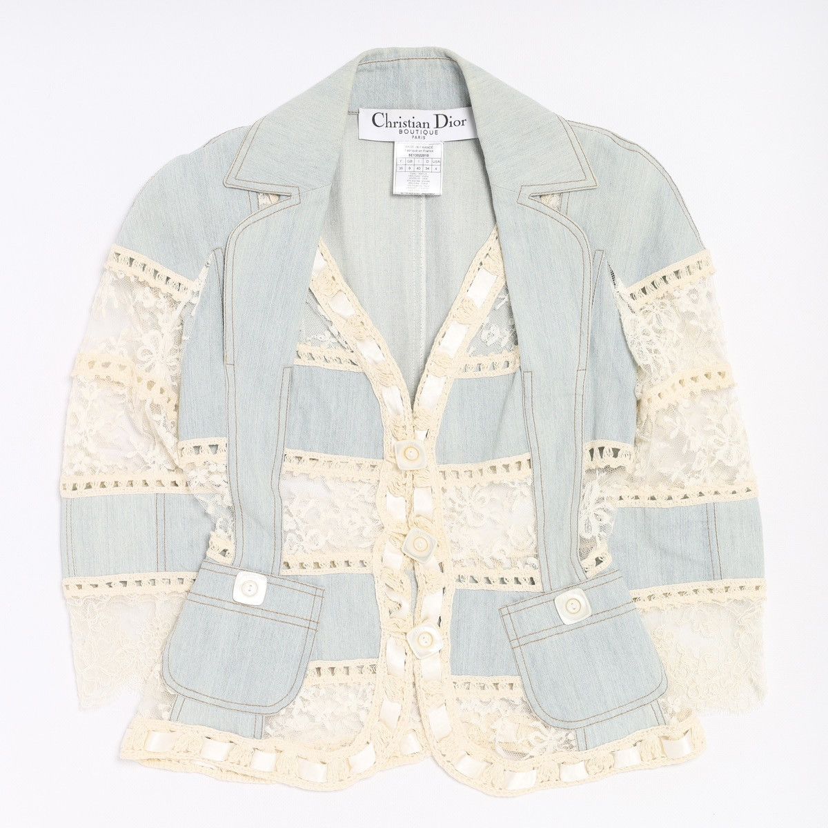 Dior Christian Dior by Galliano 2005 Lace Crochet Jacket Denim Size S / US 4 / IT 40 - 3 Thumbnail