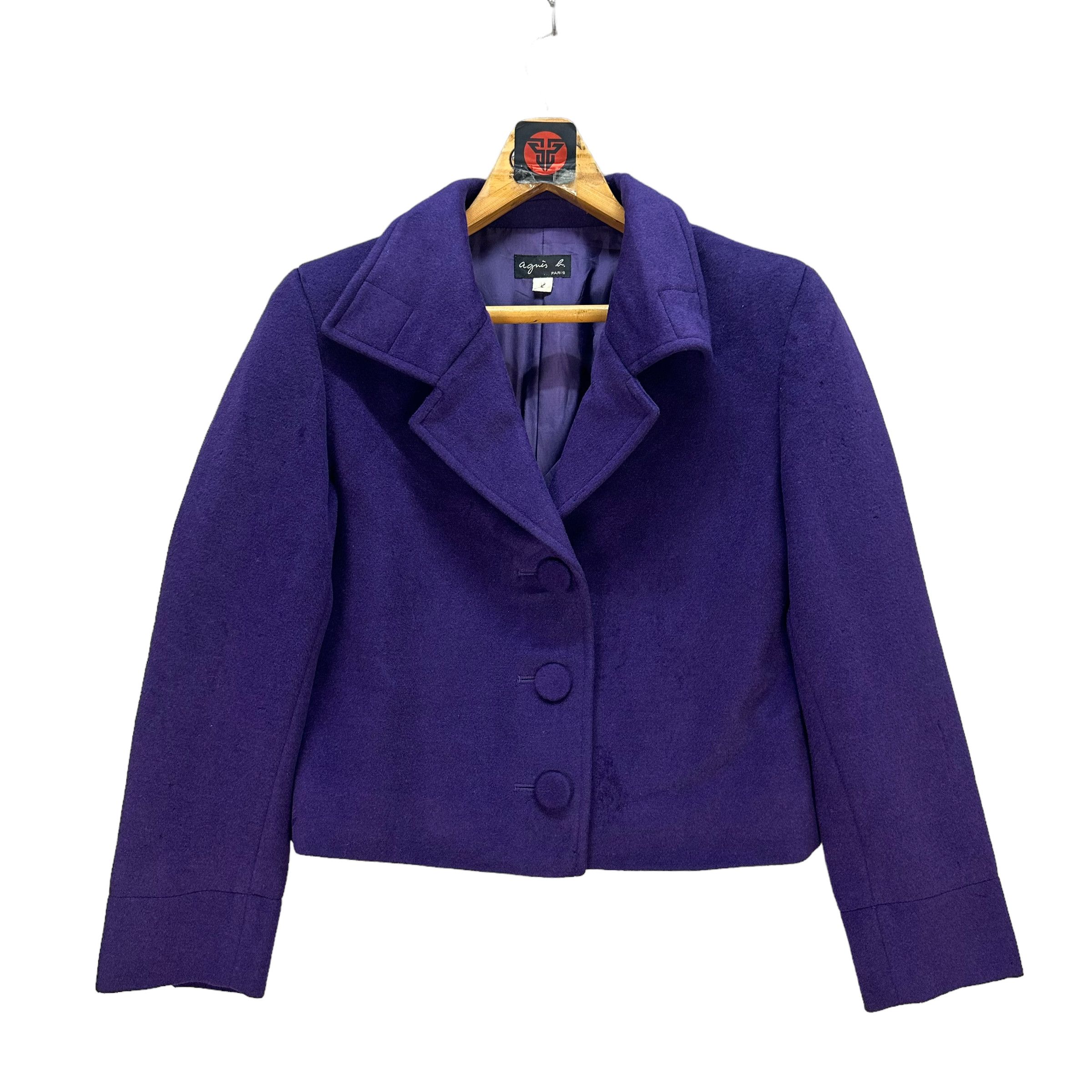 agnes b. AGNES B PARIS PURPLE WOOL CROPPED JACKET #7584-155 Size S / US 4 / IT 40 - 1 Thumbnail
