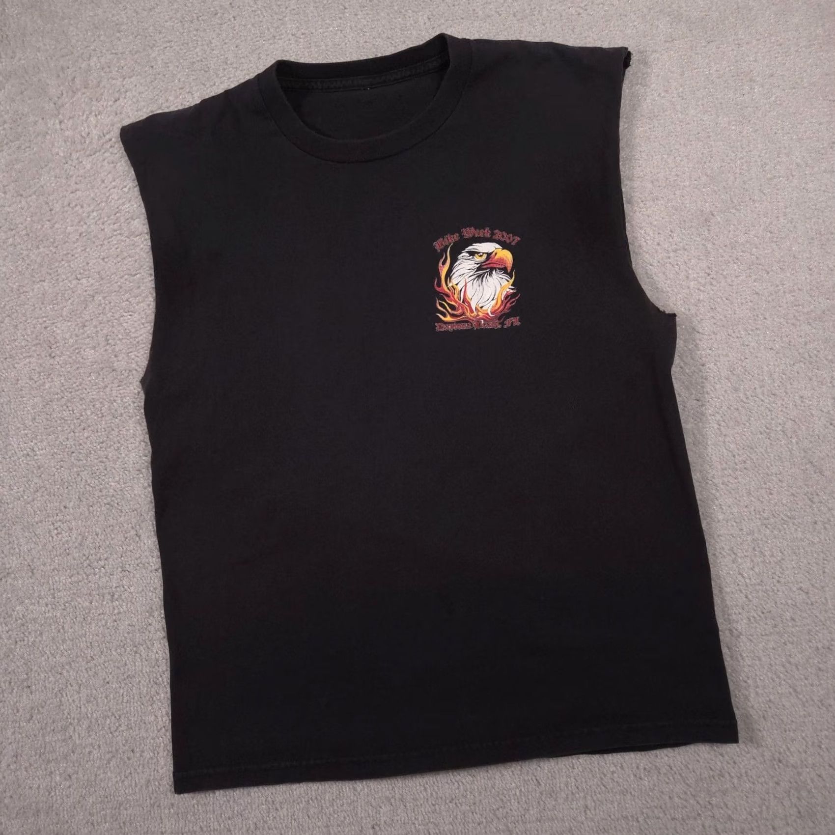 Vintage Bike Week 2007 Shirt Mens Medium Black Eagle Daytona Beach FL Cutoff Tee Size US M / EU 48-50 / 2 - 2 Thumbnail