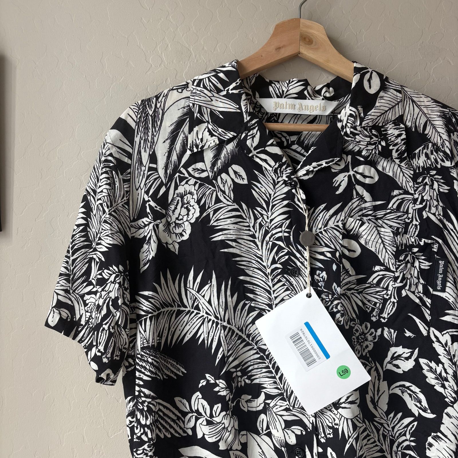 Palm Angels Palm Angels Button Up Top Tropical Leaf Short Sleeve Size M Size US M / EU 48-50 / 2 - 4 Thumbnail